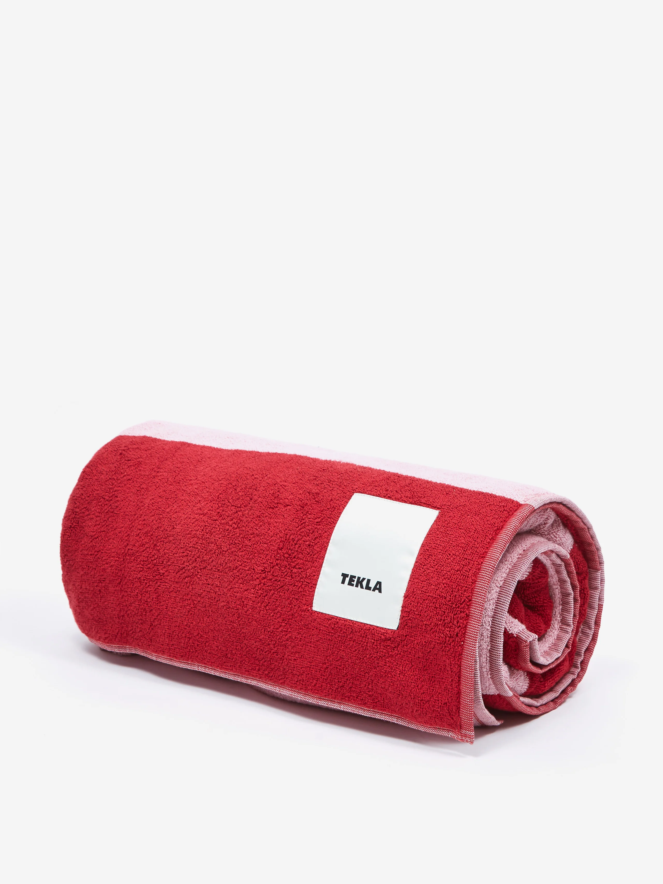 TEKLA Beach Towel 100x180cm - Red Blockstripes