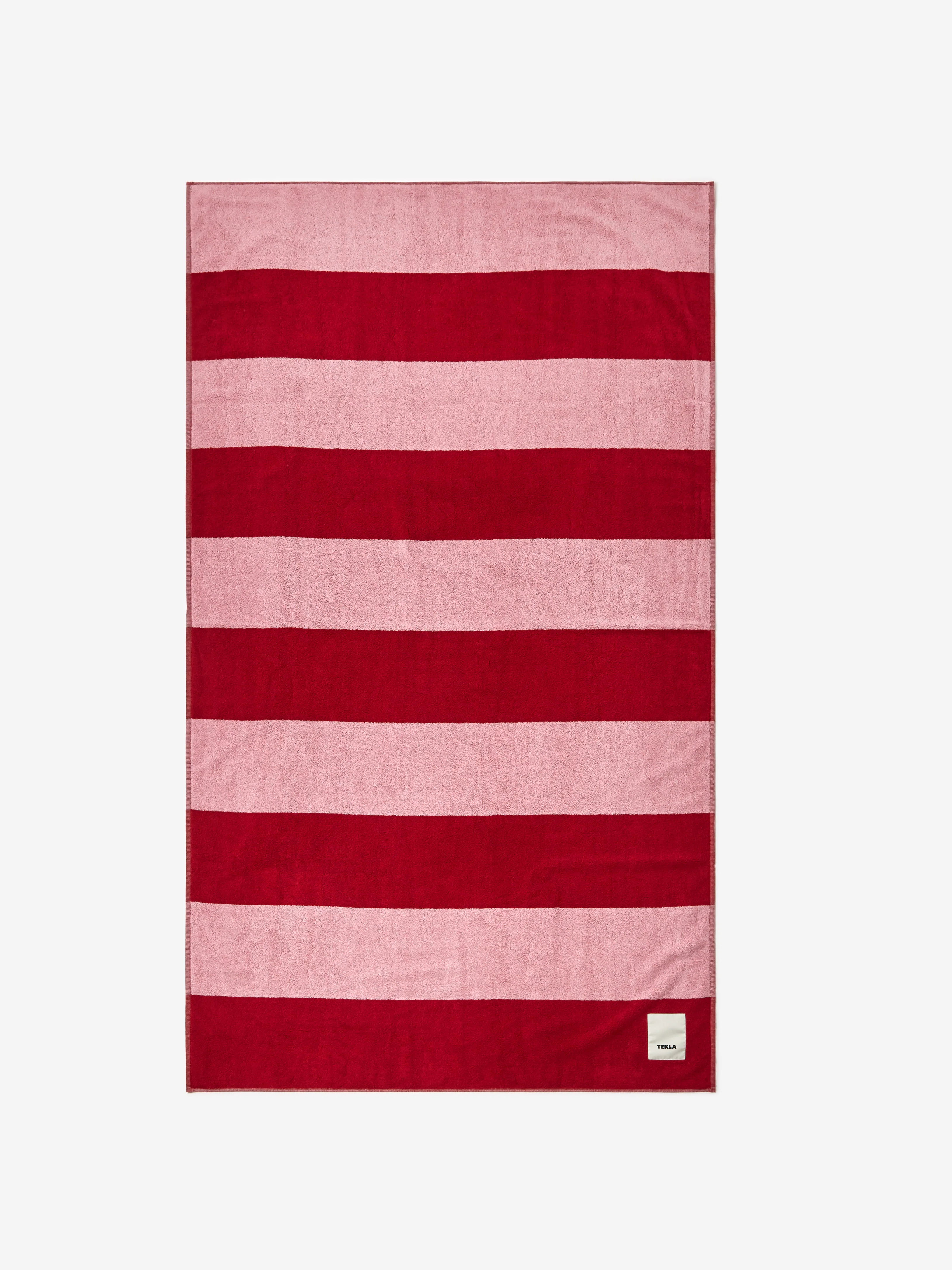 TEKLA Beach Towel 100x180cm - Red Blockstripes - Image 2