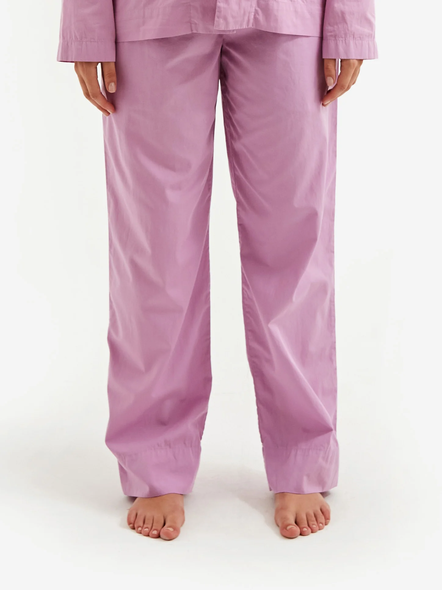 TEKLA Cotton Poplin Pyjama Pants - Purple Pink - Image 6