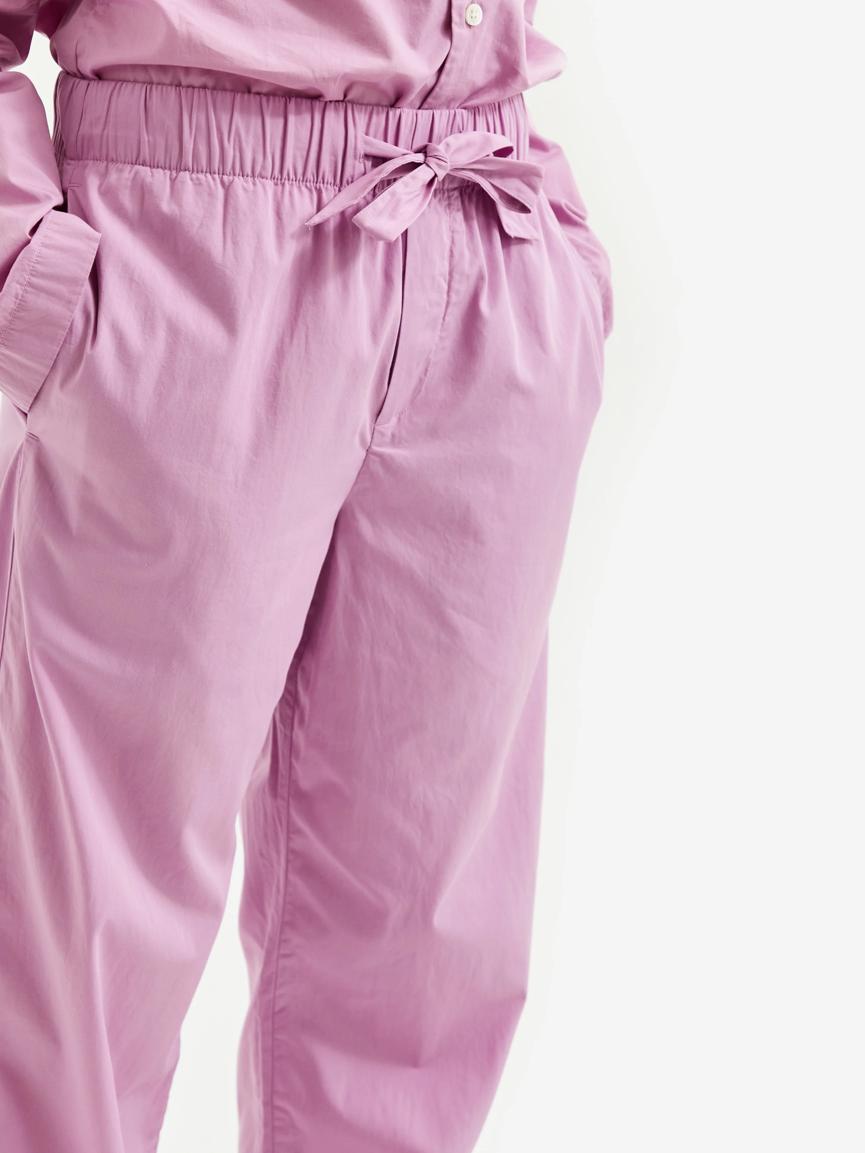 TEKLA Cotton Poplin Pyjama Pants - Purple Pink - Image 8