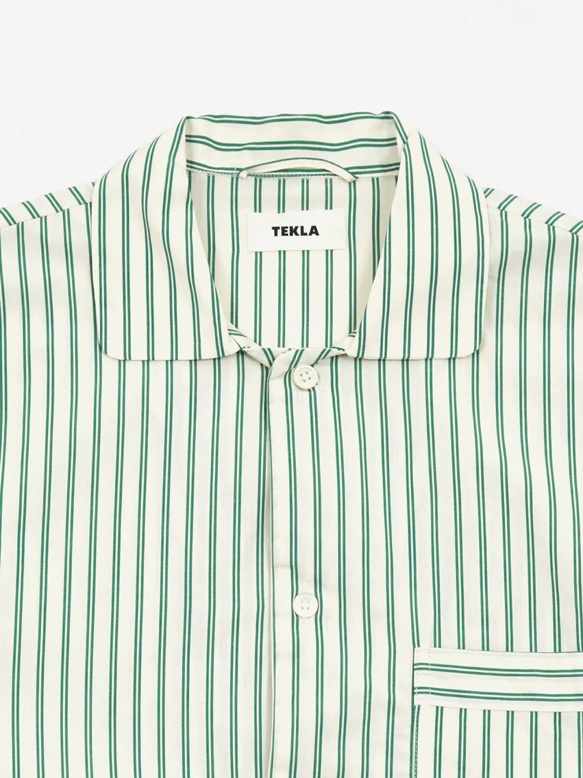 TEKLA Cotton Poplin Pyjama Shirt - Clover Stripes - Image 2