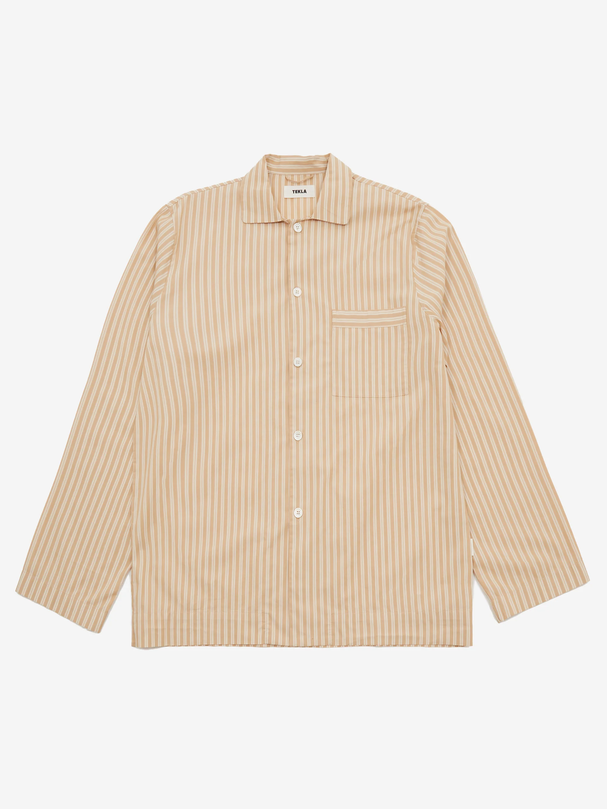 TEKLA Cotton Poplin Pyjama Shirt - Corinth Stripes