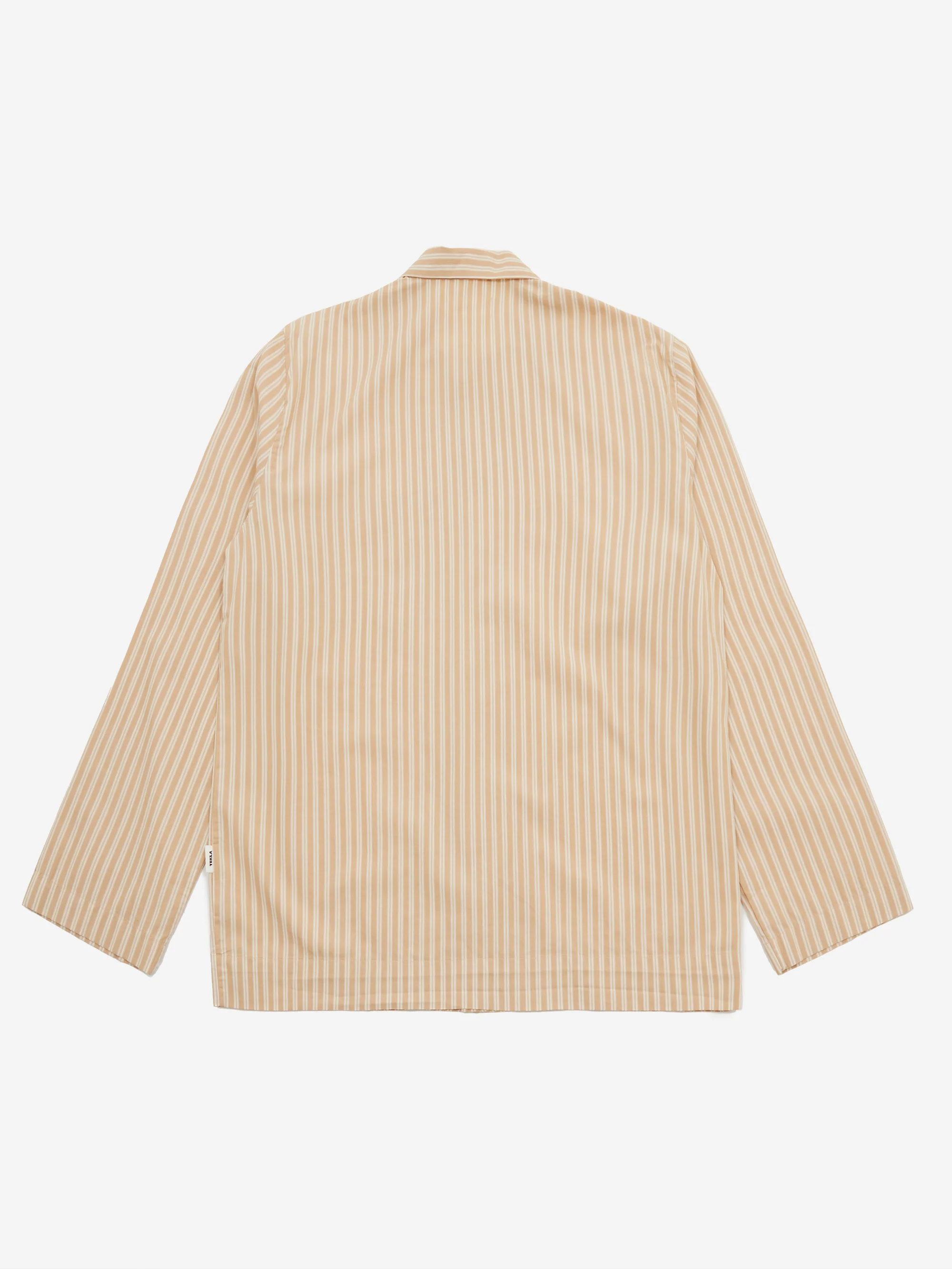 TEKLA Cotton Poplin Pyjama Shirt - Corinth Stripes - Image 4