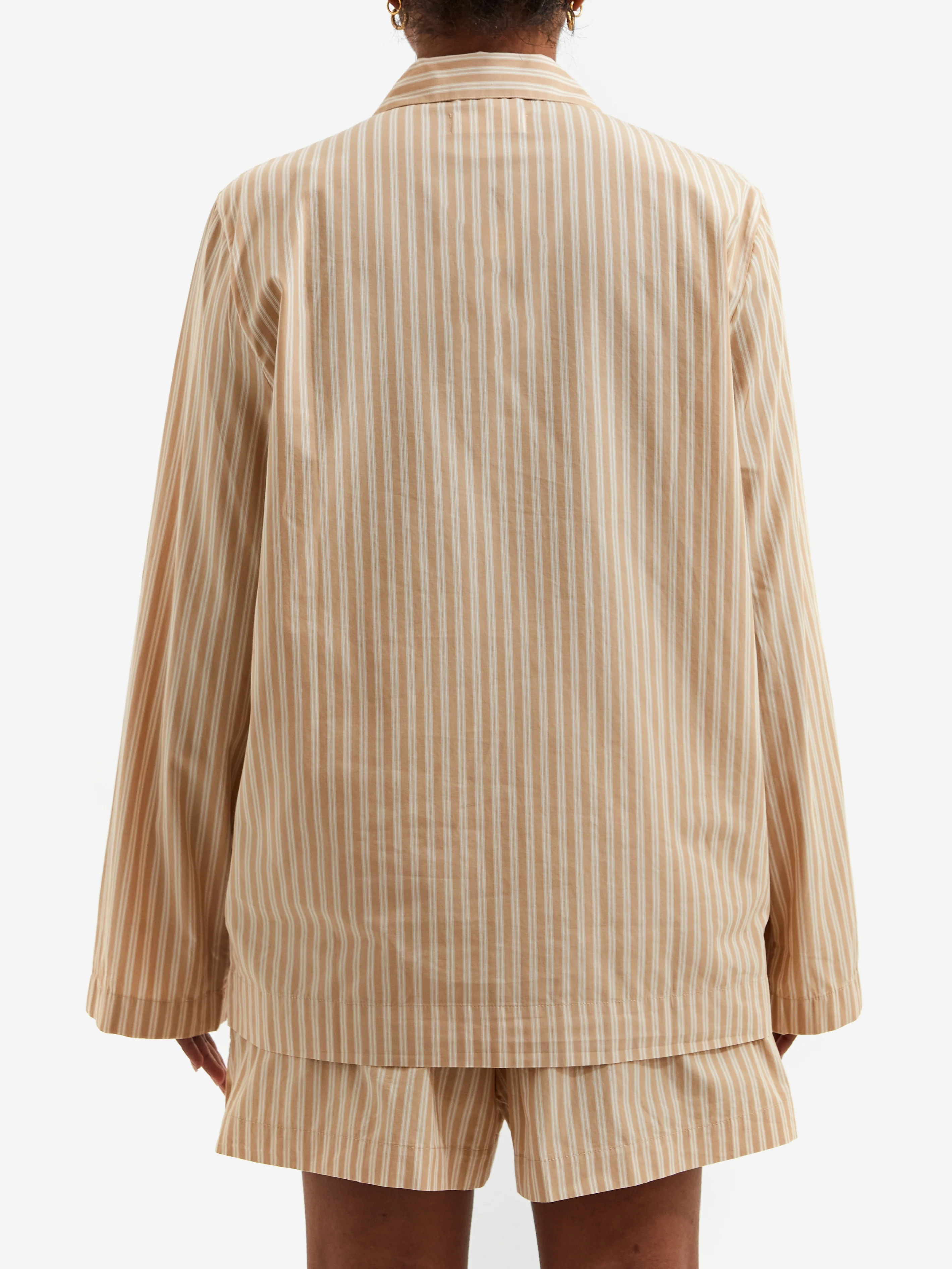TEKLA Cotton Poplin Pyjama Shirt - Corinth Stripes - Image 5