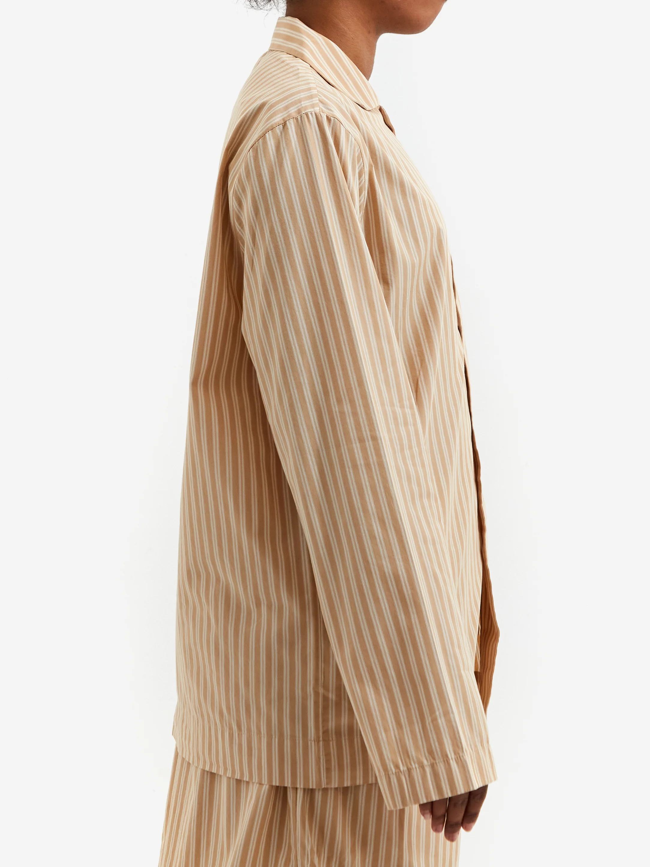 TEKLA Cotton Poplin Pyjama Shirt - Corinth Stripes - Image 6