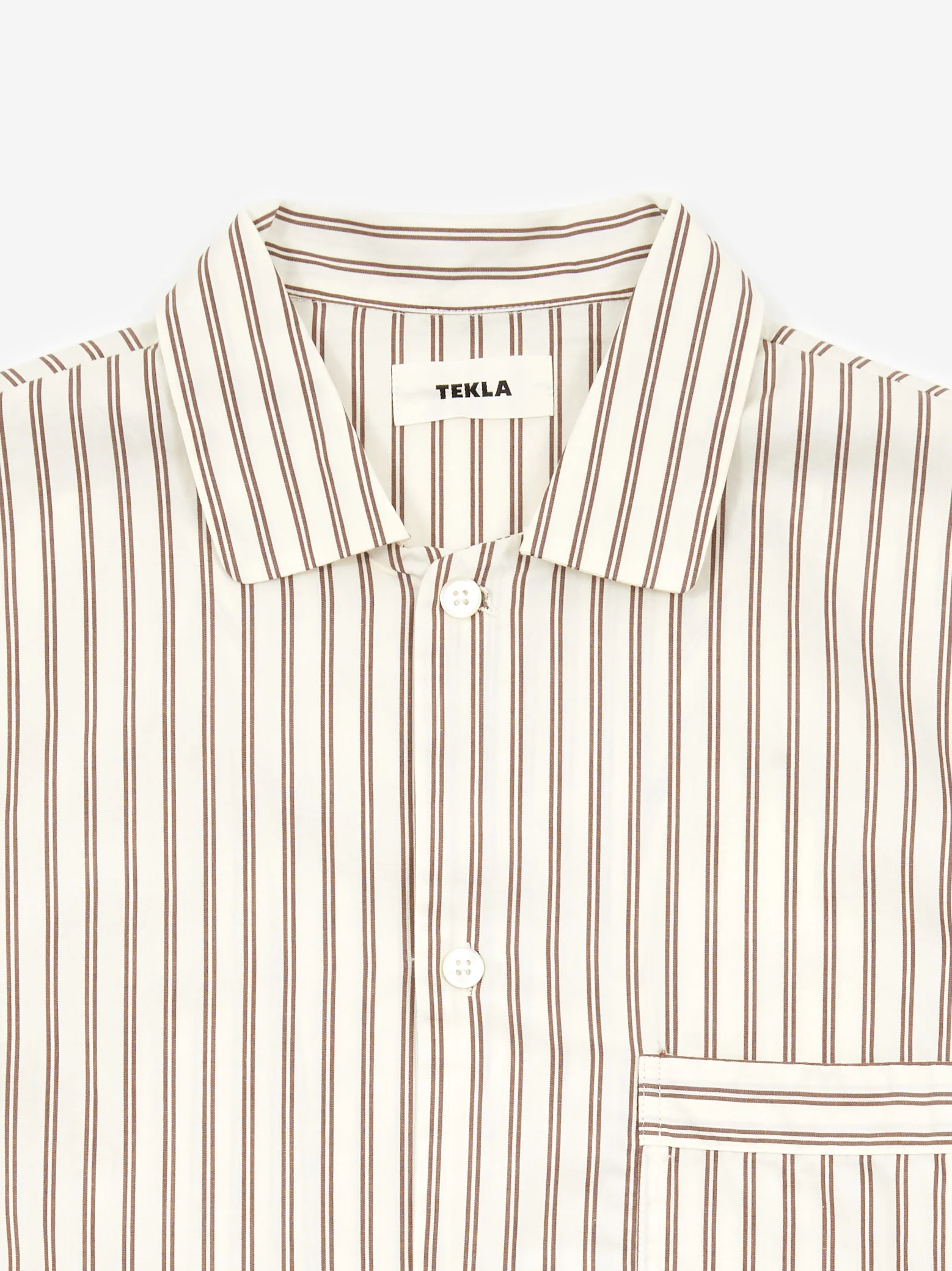 TEKLA Cotton Poplin Pyjama Shirt - Hopper Stripes - Image 3