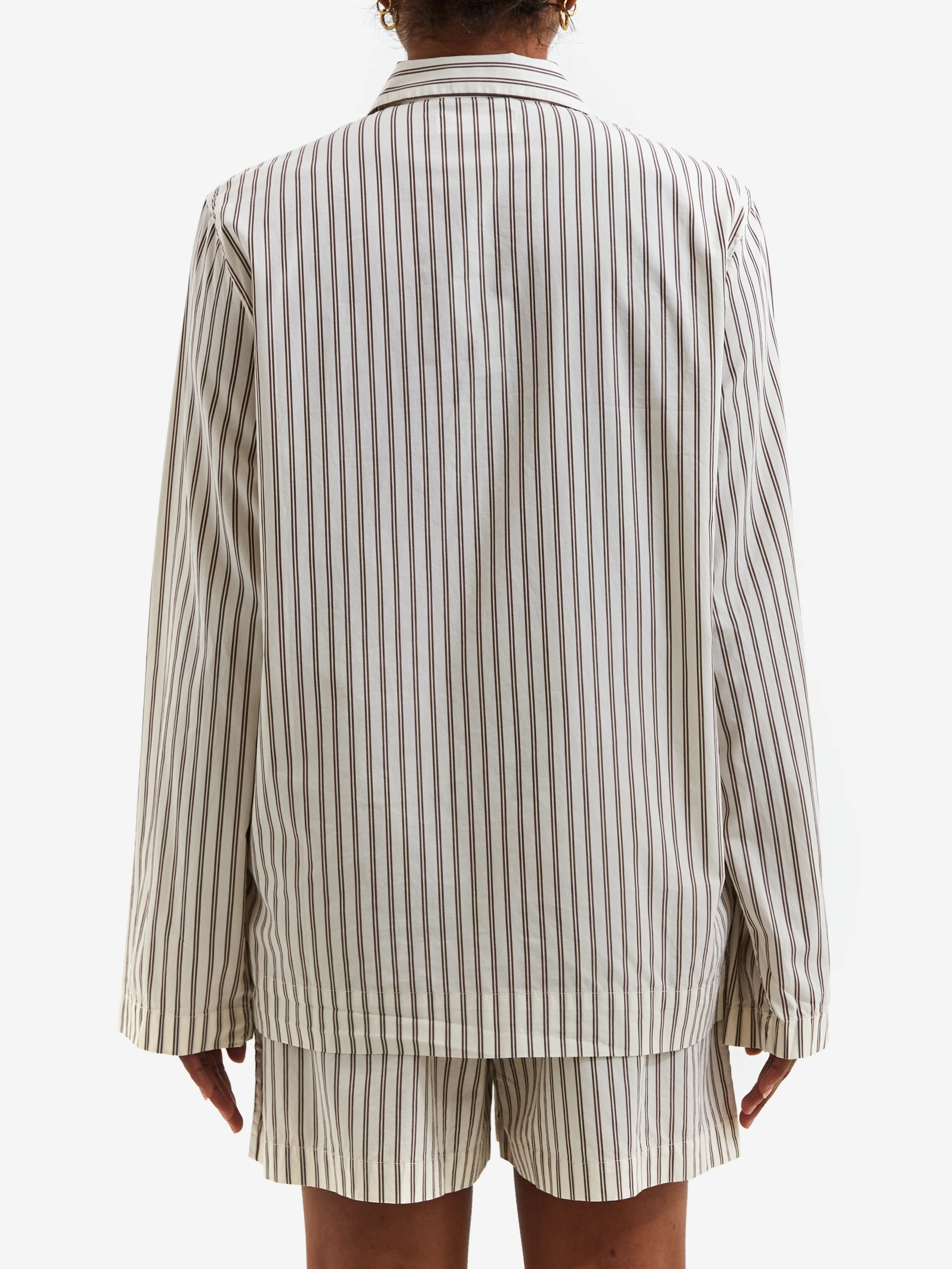 TEKLA Cotton Poplin Pyjama Shirt - Hopper Stripes - Image 6