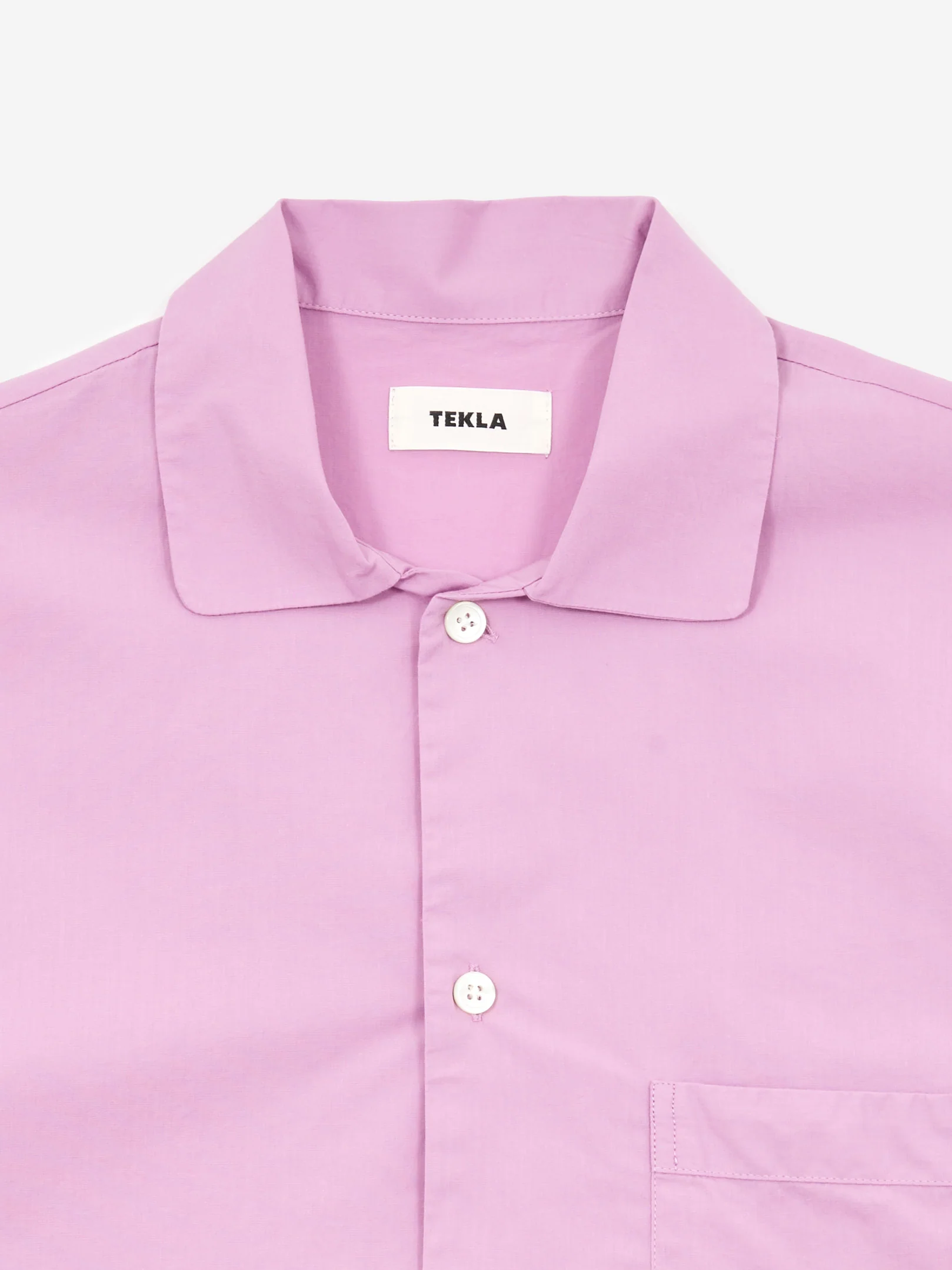 TEKLA Cotton Poplin Pyjama Shirt - Purple Pink - Image 2