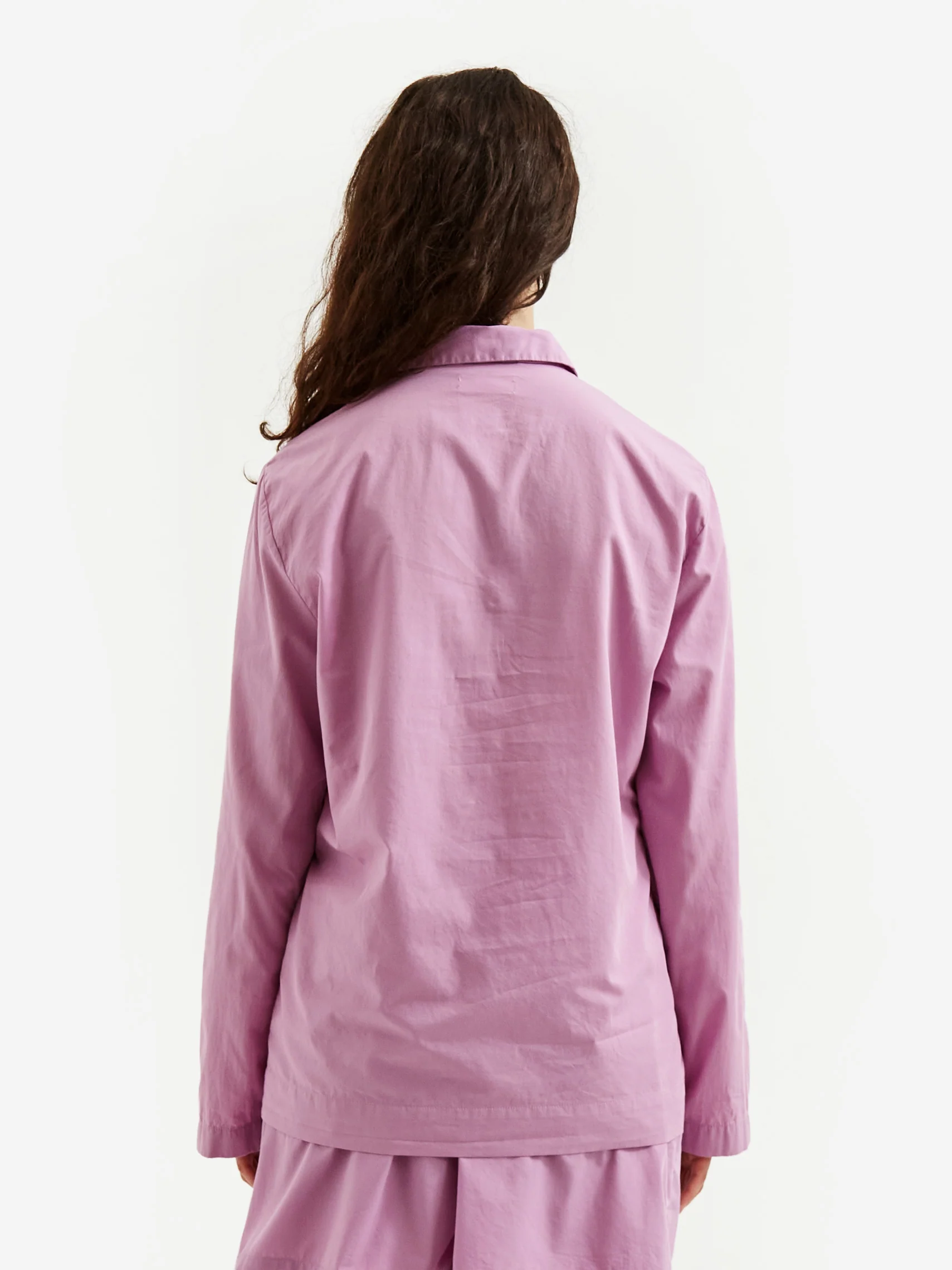 TEKLA Cotton Poplin Pyjama Shirt - Purple Pink - Image 9