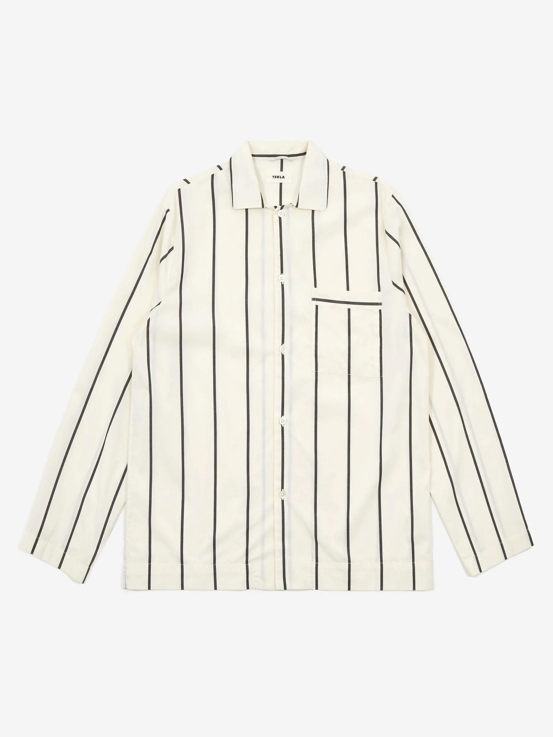 TEKLA Cotton Poplin Pyjama Shirt - Shadow Stripes