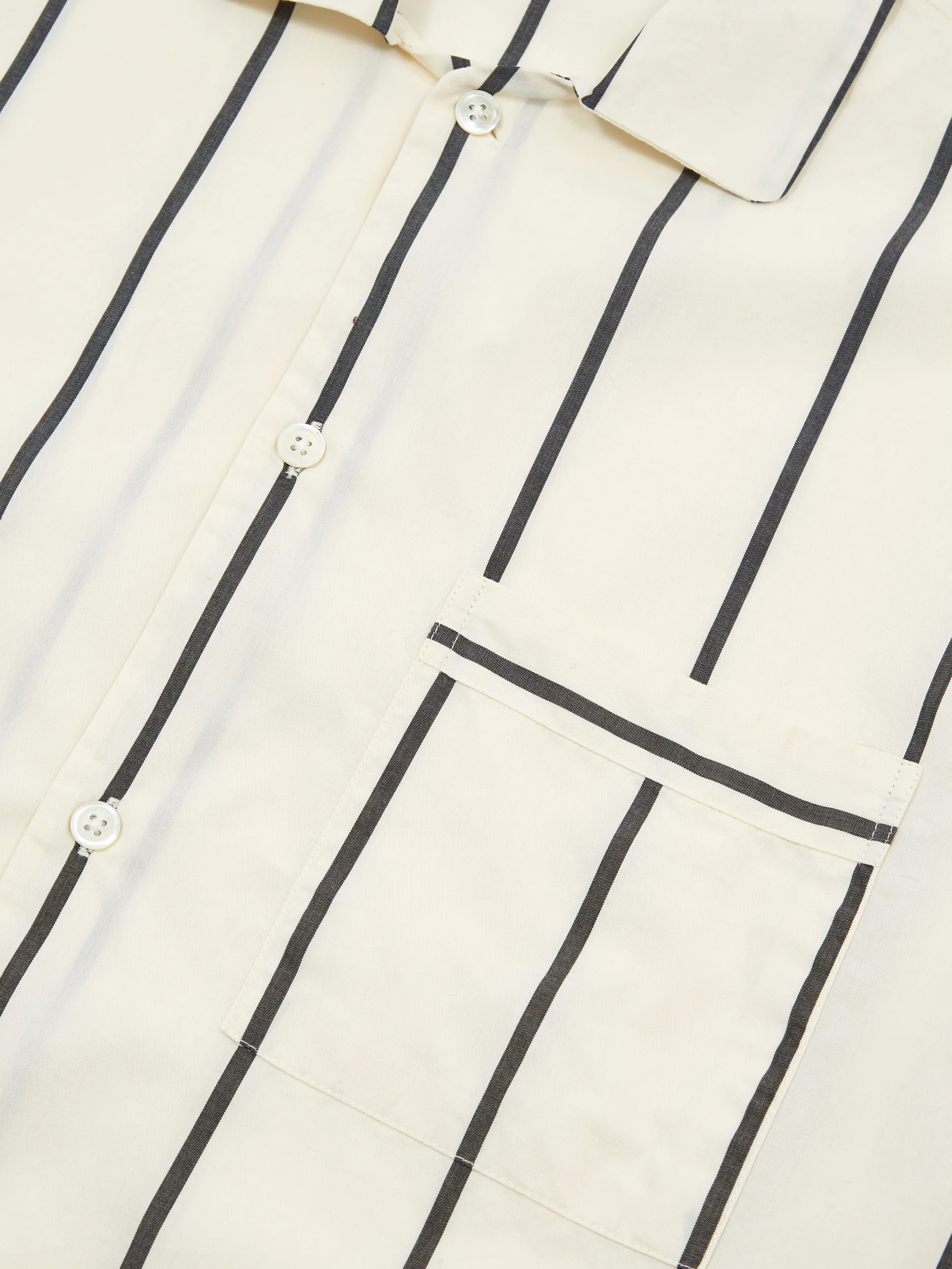 TEKLA Cotton Poplin Pyjama Shirt - Shadow Stripes - Image 2