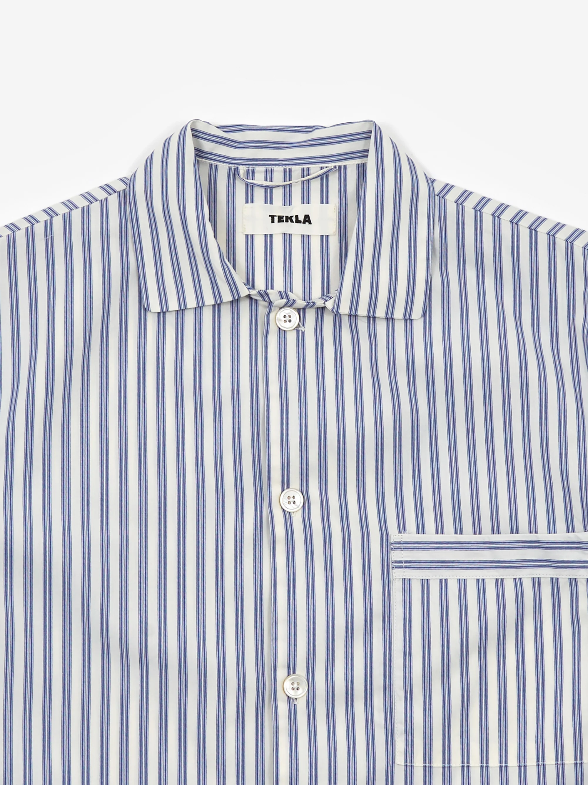 TEKLA Cotton Poplin Pyjama Shirt - Skagen Stripes - Image 3