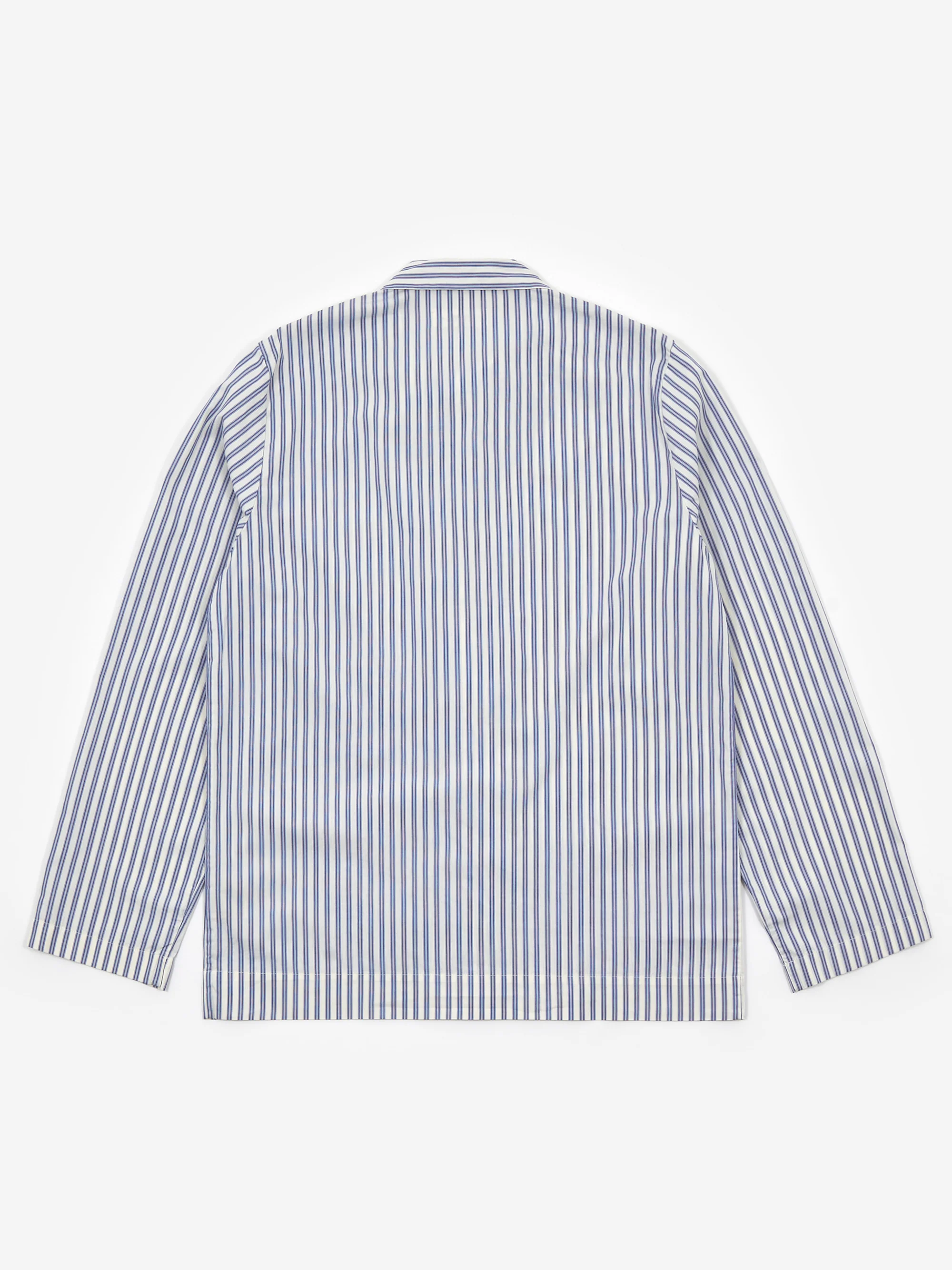 TEKLA Cotton Poplin Pyjama Shirt - Skagen Stripes - Image 5
