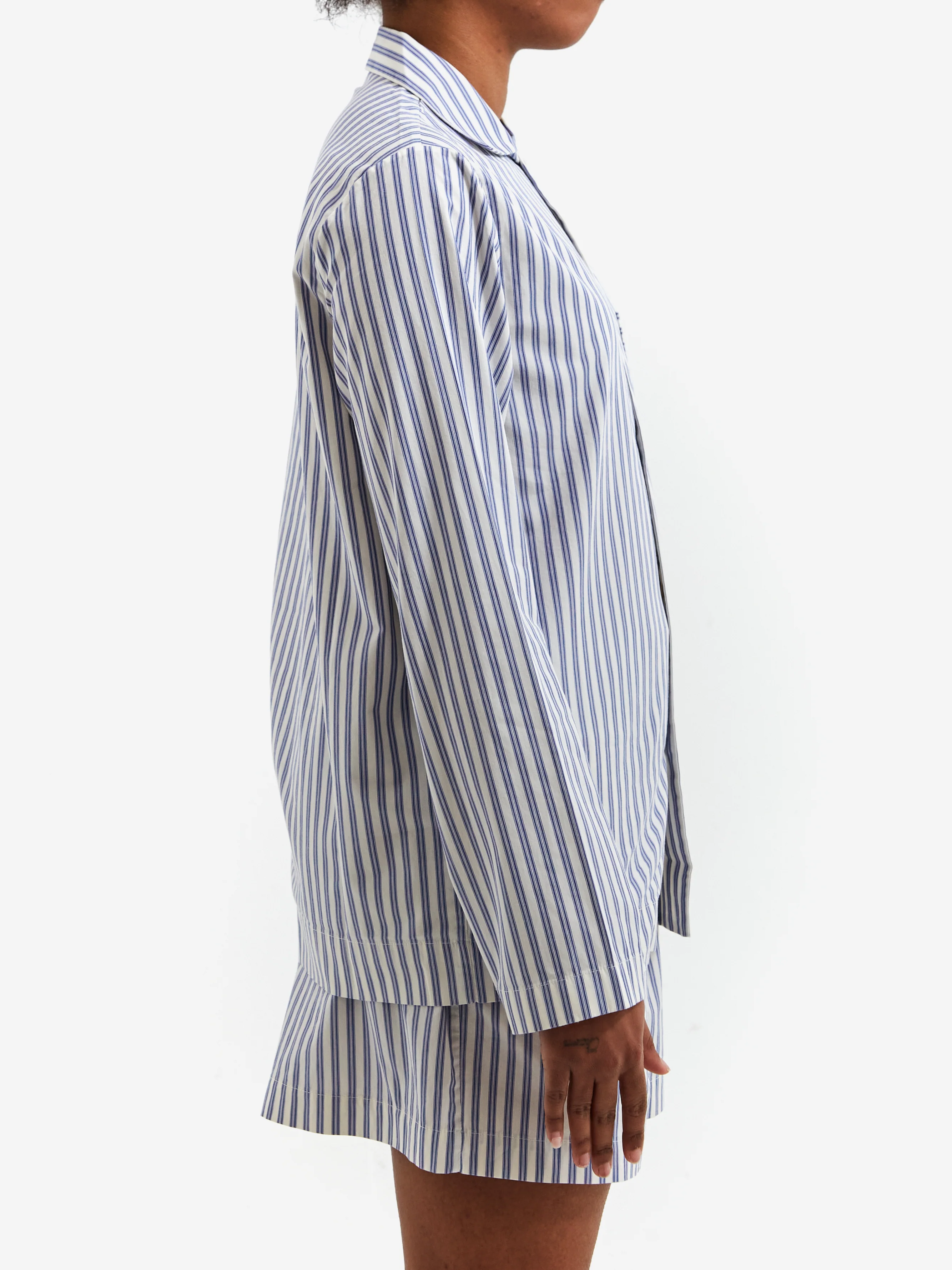 TEKLA Cotton Poplin Pyjama Shirt - Skagen Stripes - Image 6
