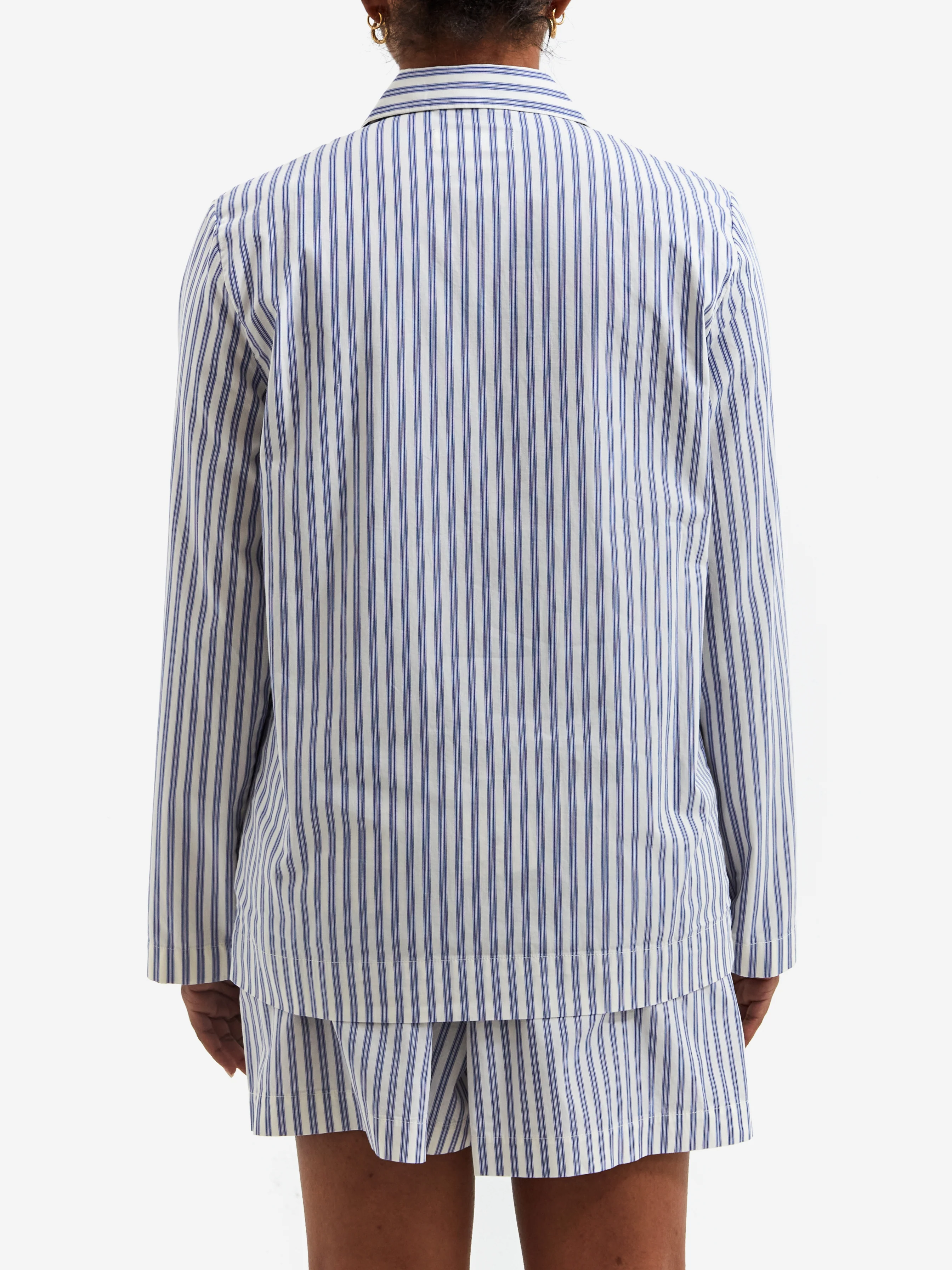 TEKLA Cotton Poplin Pyjama Shirt - Skagen Stripes - Image 7
