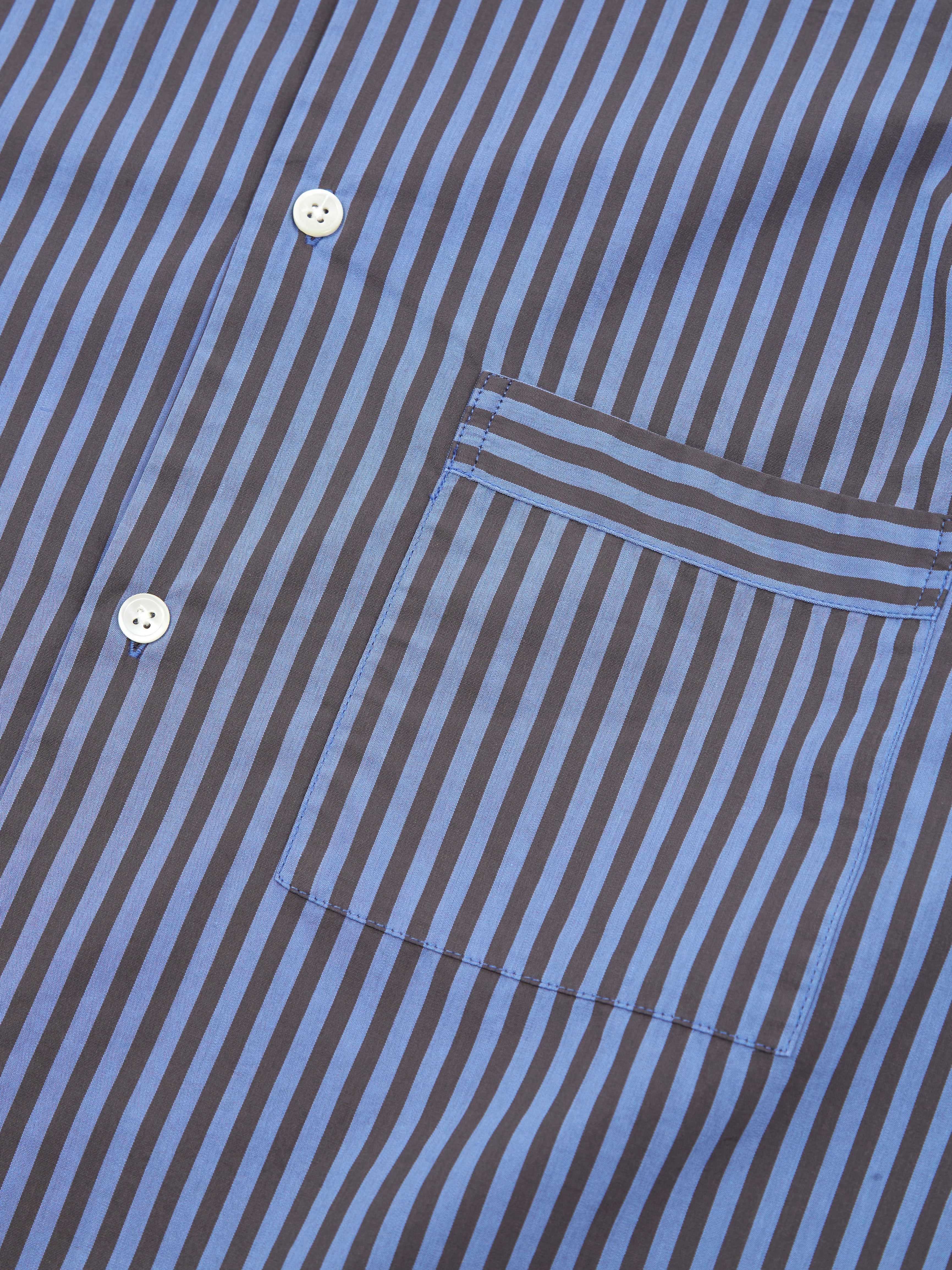 TEKLA Cotton Poplin Pyjama Shirt - Verneuil Stripes - Image 3