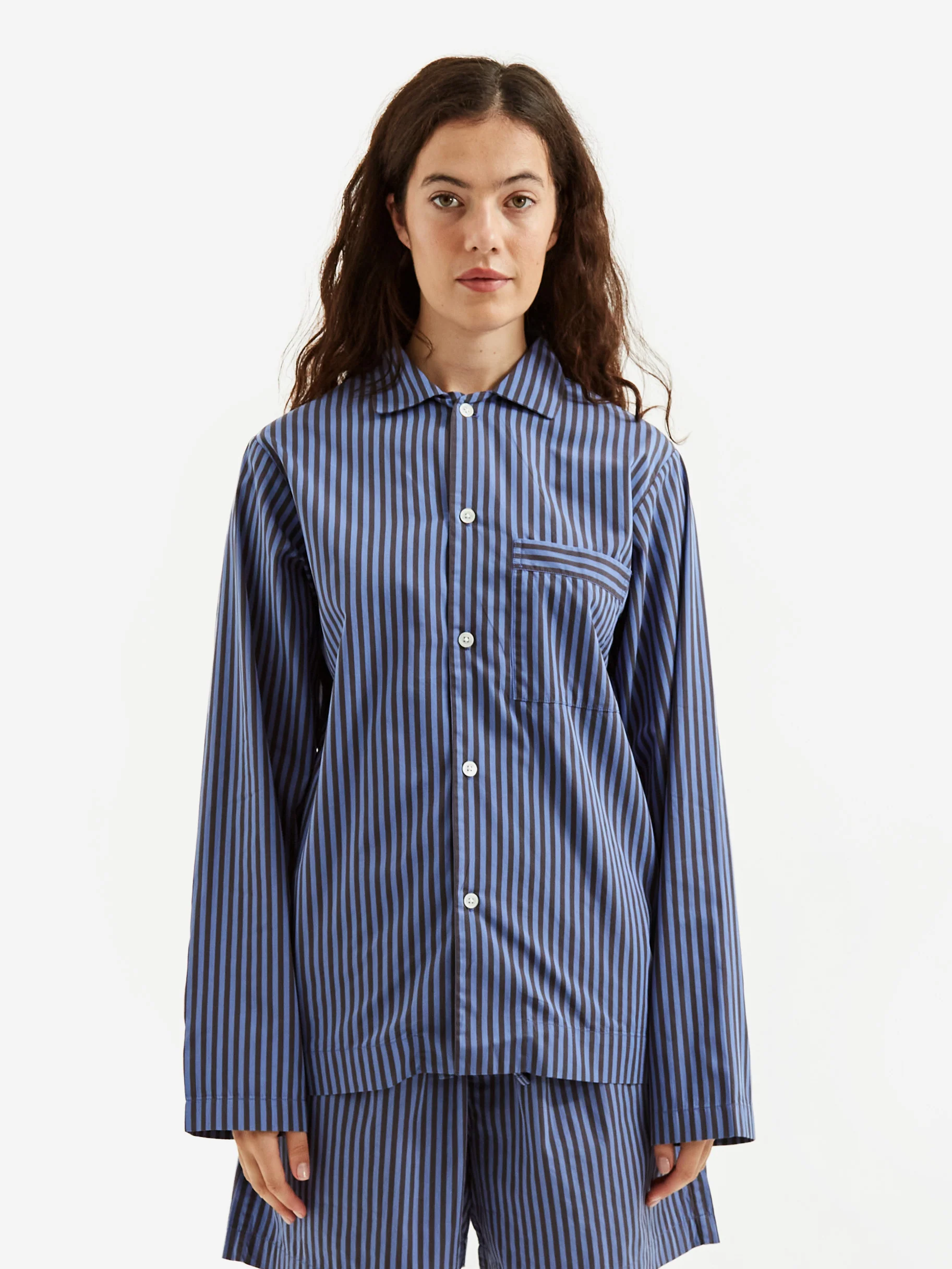 TEKLA Cotton Poplin Pyjama Shirt - Verneuil Stripes - Image 6