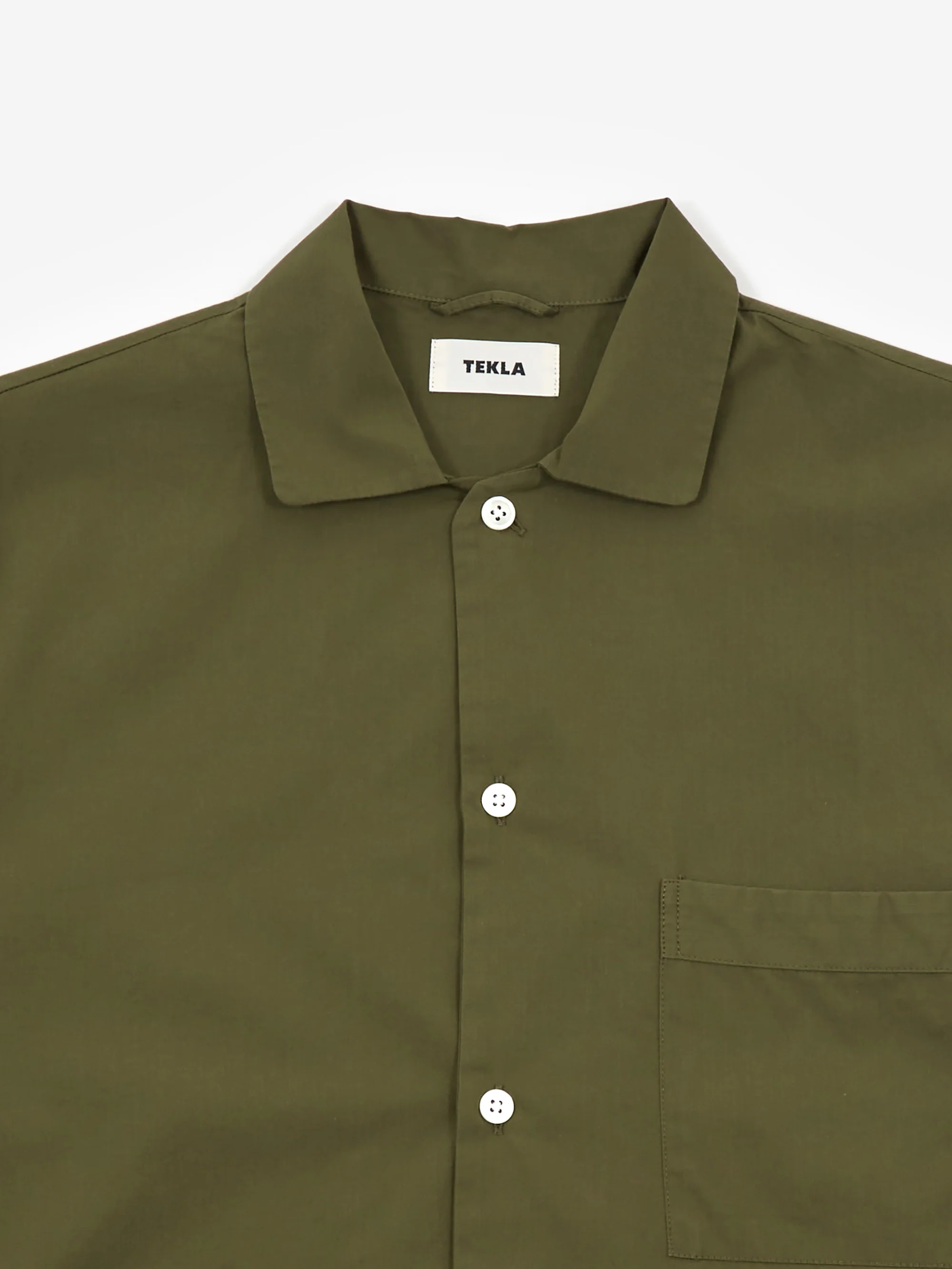 TEKLA Cotton Poplin Pyjama Shirt - Willow - Image 2