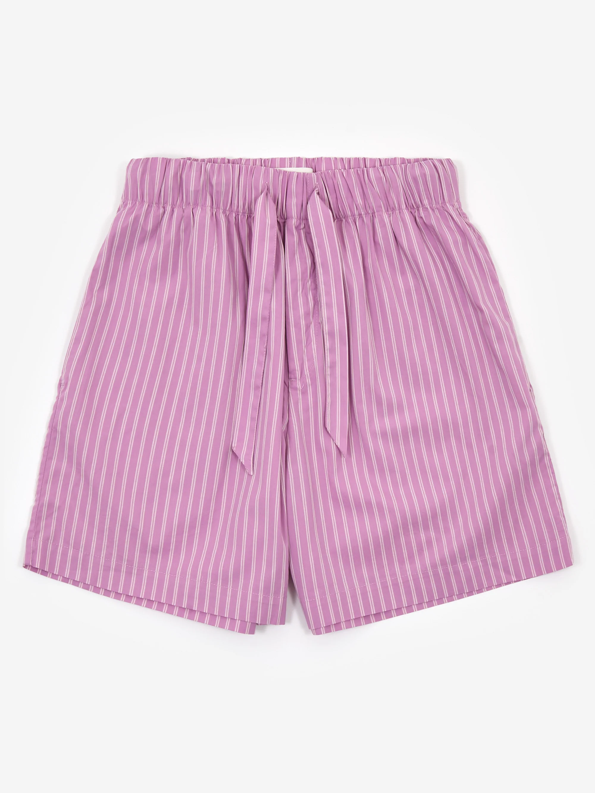 TEKLA Cotton Poplin Pyjama Short - Purple Pink Stripes