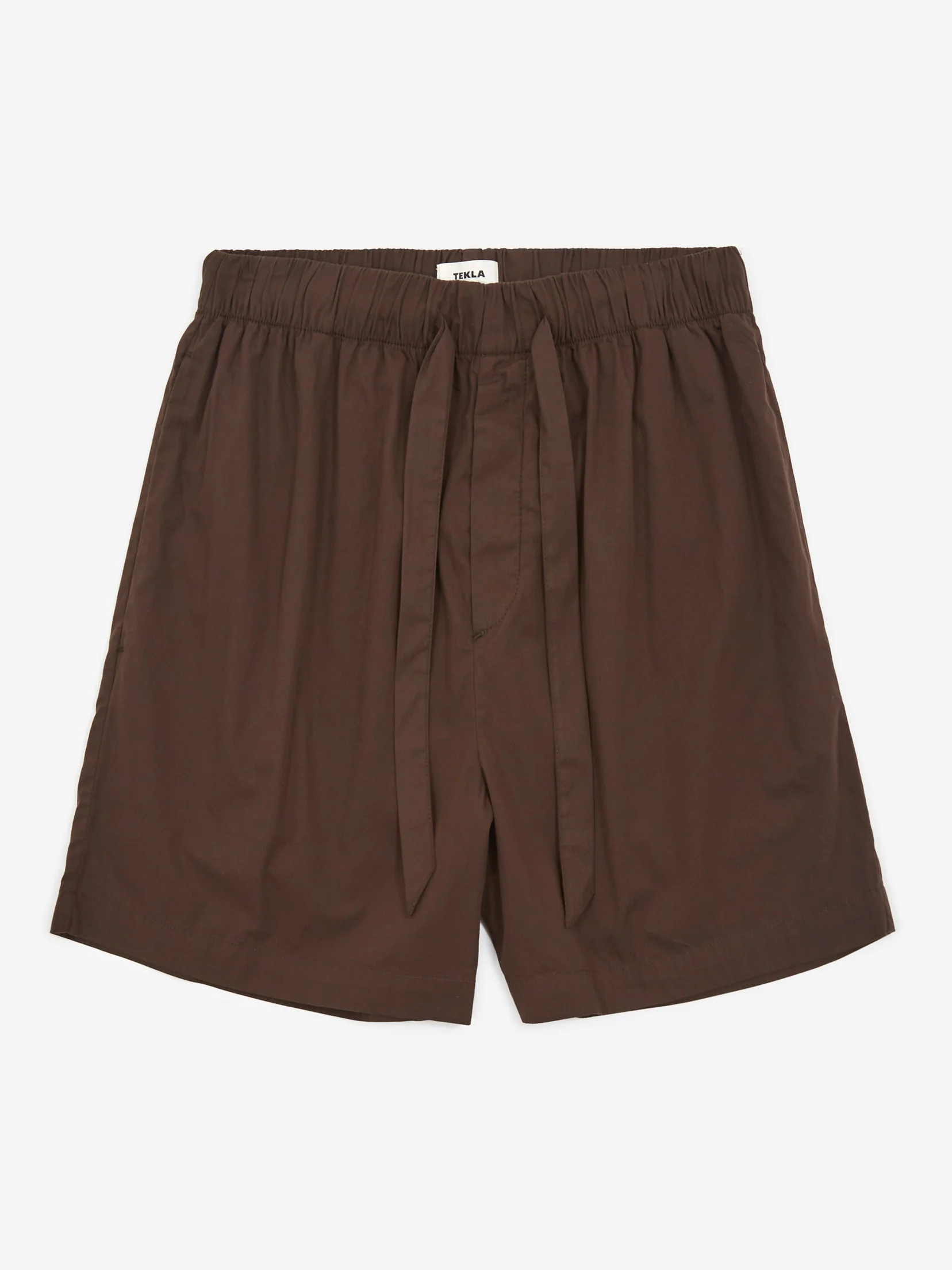 TEKLA Cotton Poplin Pyjama Shorts - Coffee
