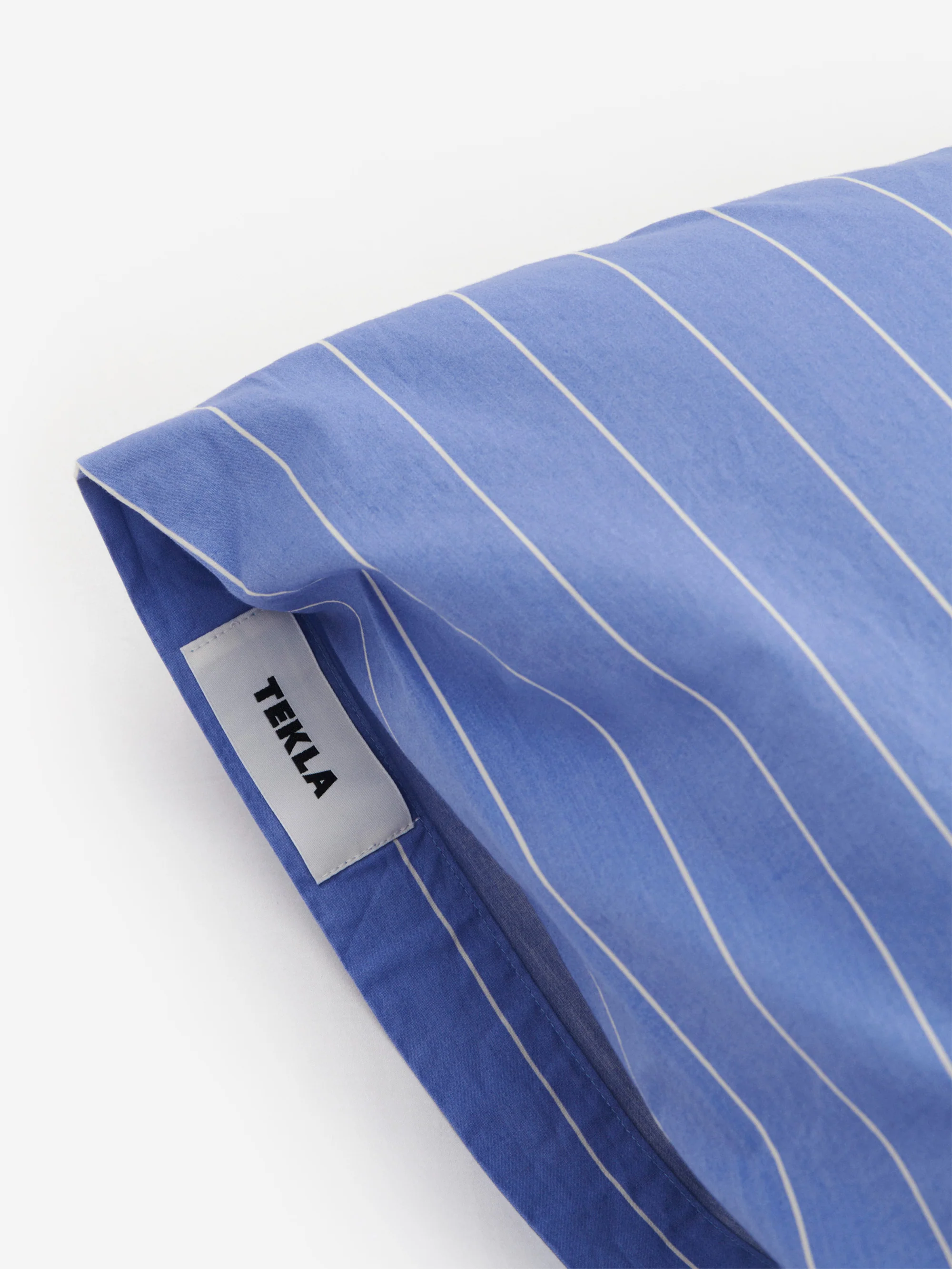 TEKLA Percale Cotton Pillow Case 50cm x 75cm - Clear Blue Stripes - Image 2