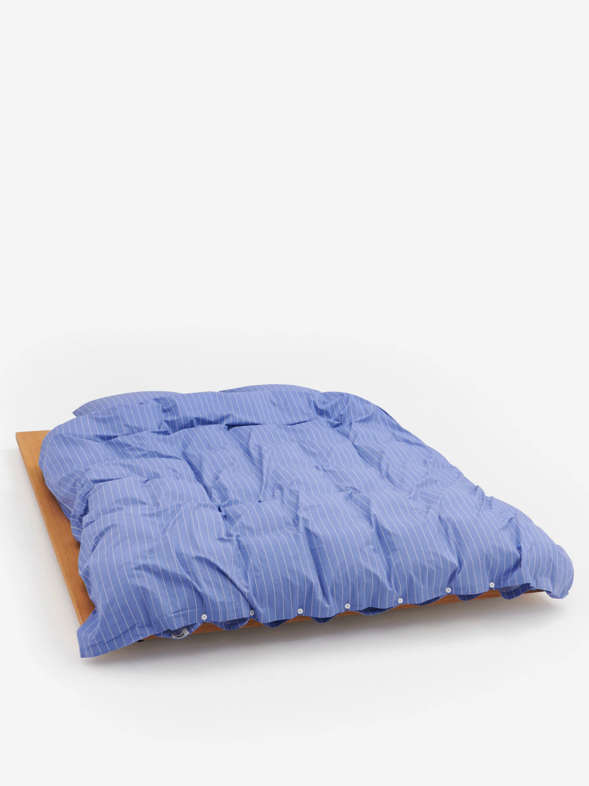 TEKLA Percale Double Duvet Cover 200cm x 200cm - Clear Blue Stripes - Image 2