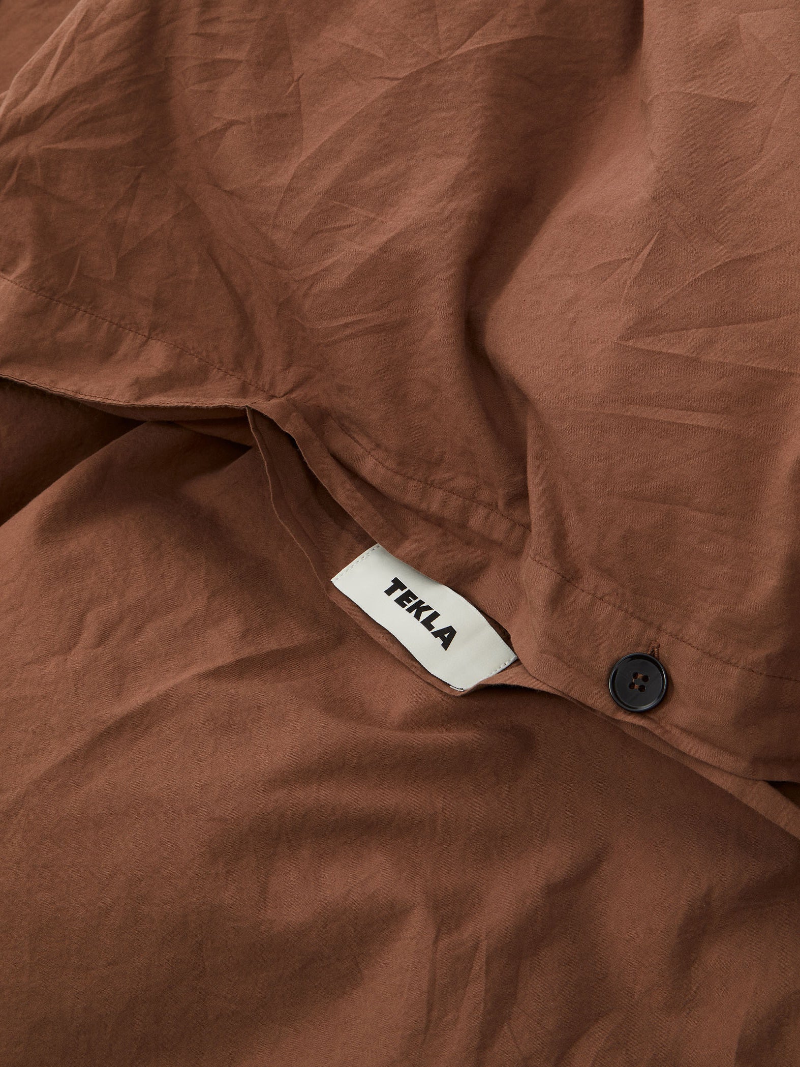 TEKLA Percale Double Duvet Cover 200cm x 200cm - Cocoa Brown - Image 3