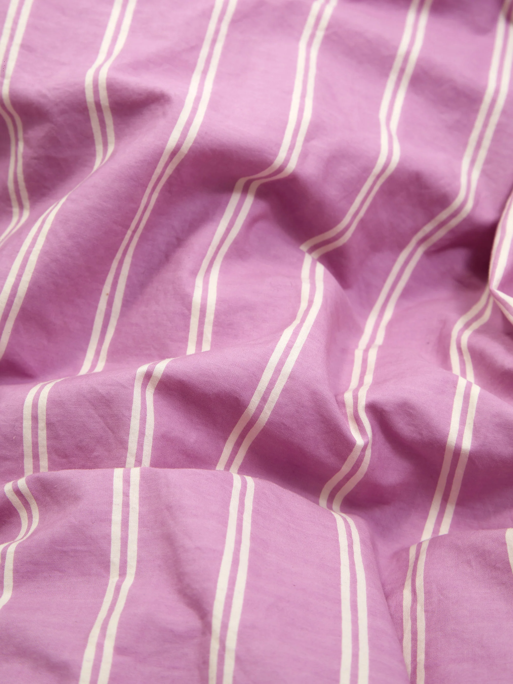 TEKLA Percale Double Duvet Cover 200cm x 200cm - Mallow Pink Stripes - Image 3