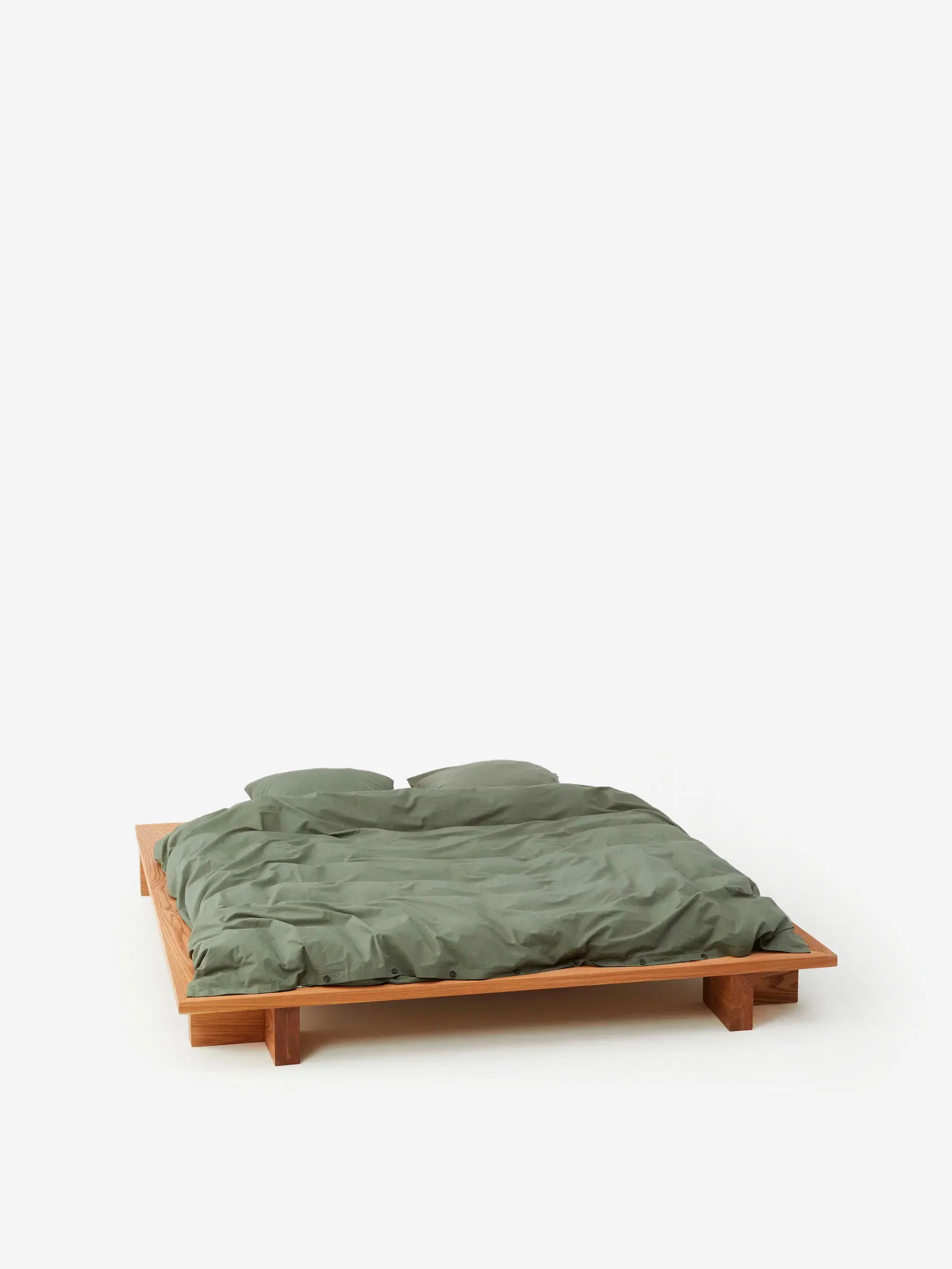TEKLA Percale Double Duvet Cover 200cm x 200cm - Olive Green - Image 2