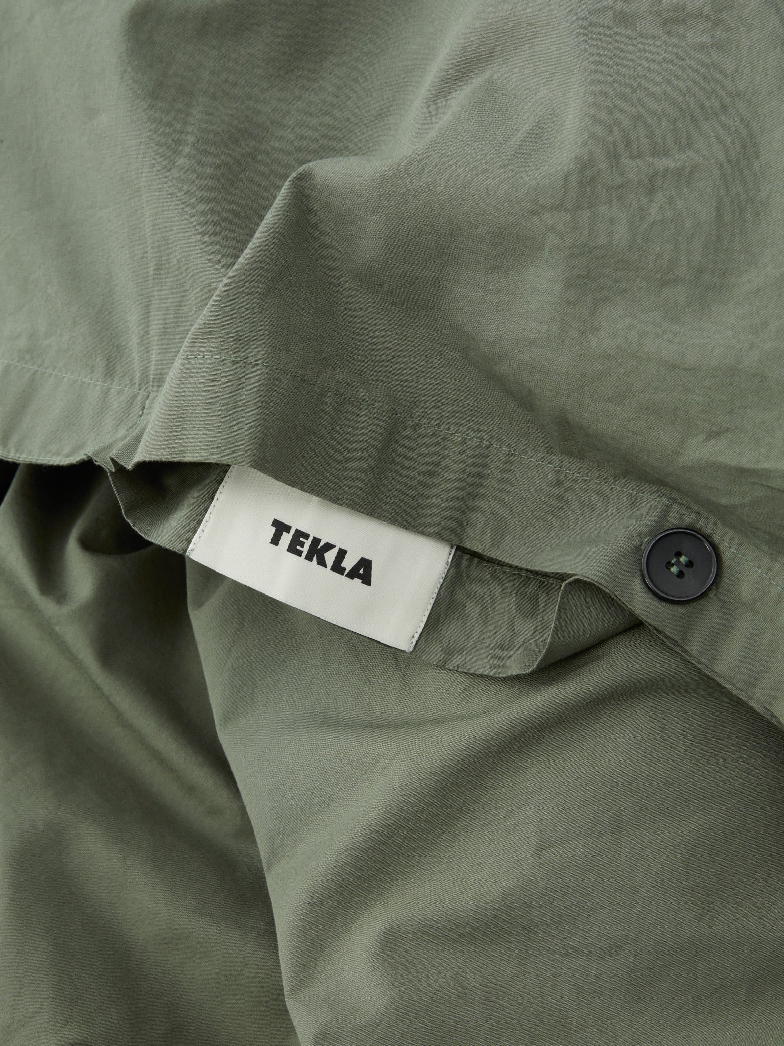 TEKLA Percale Double Duvet Cover 200cm x 200cm - Olive Green - Image 3