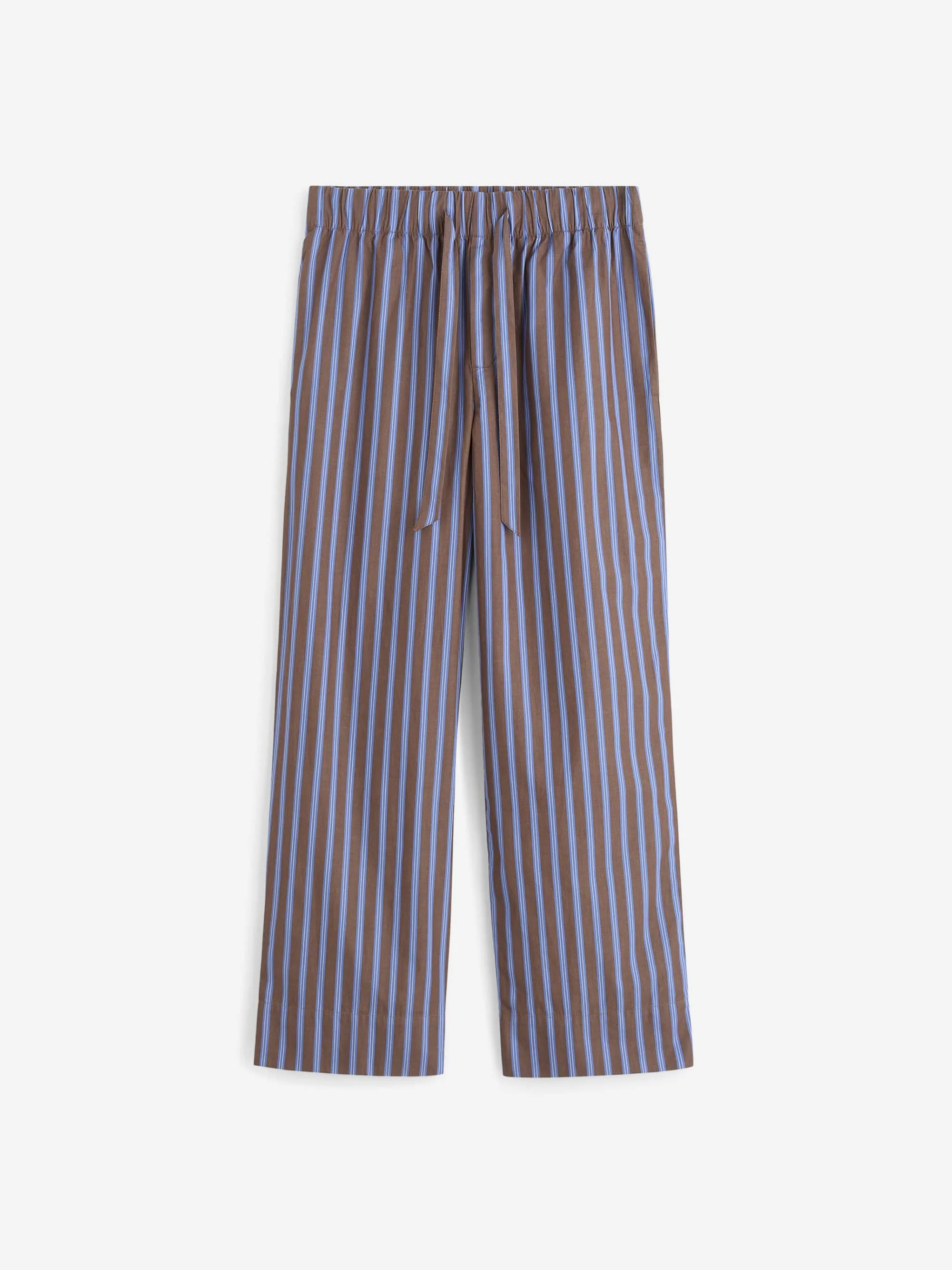 TEKLA Poplin Pyjama Pants - Chestnut Stripes