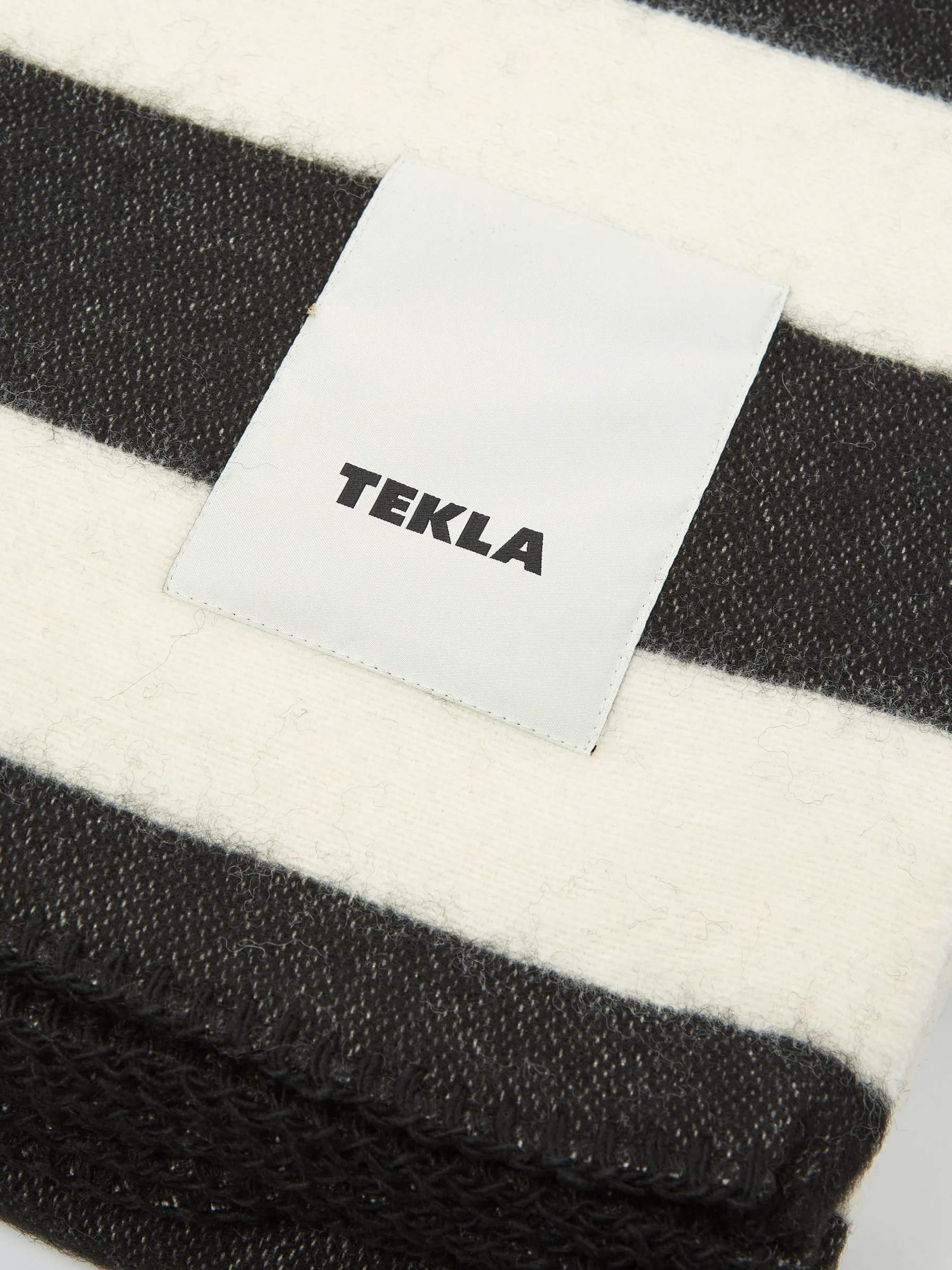 TEKLA Pure New Wool Blanket - Block Stripes - Bold Black - Image 3