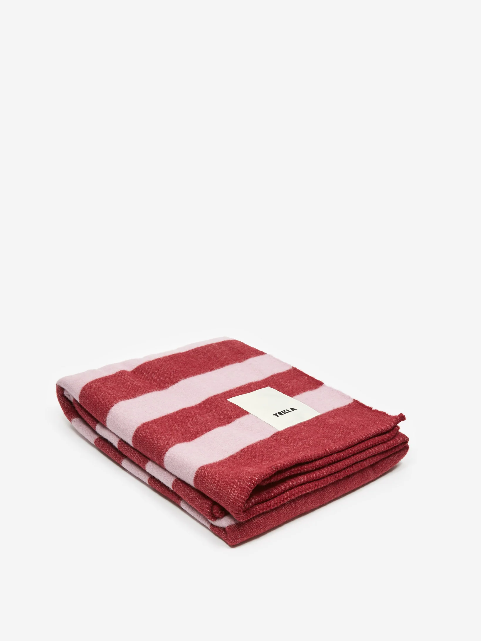 TEKLA Pure New Wool Blanket - Block Stripes - Red Stripe