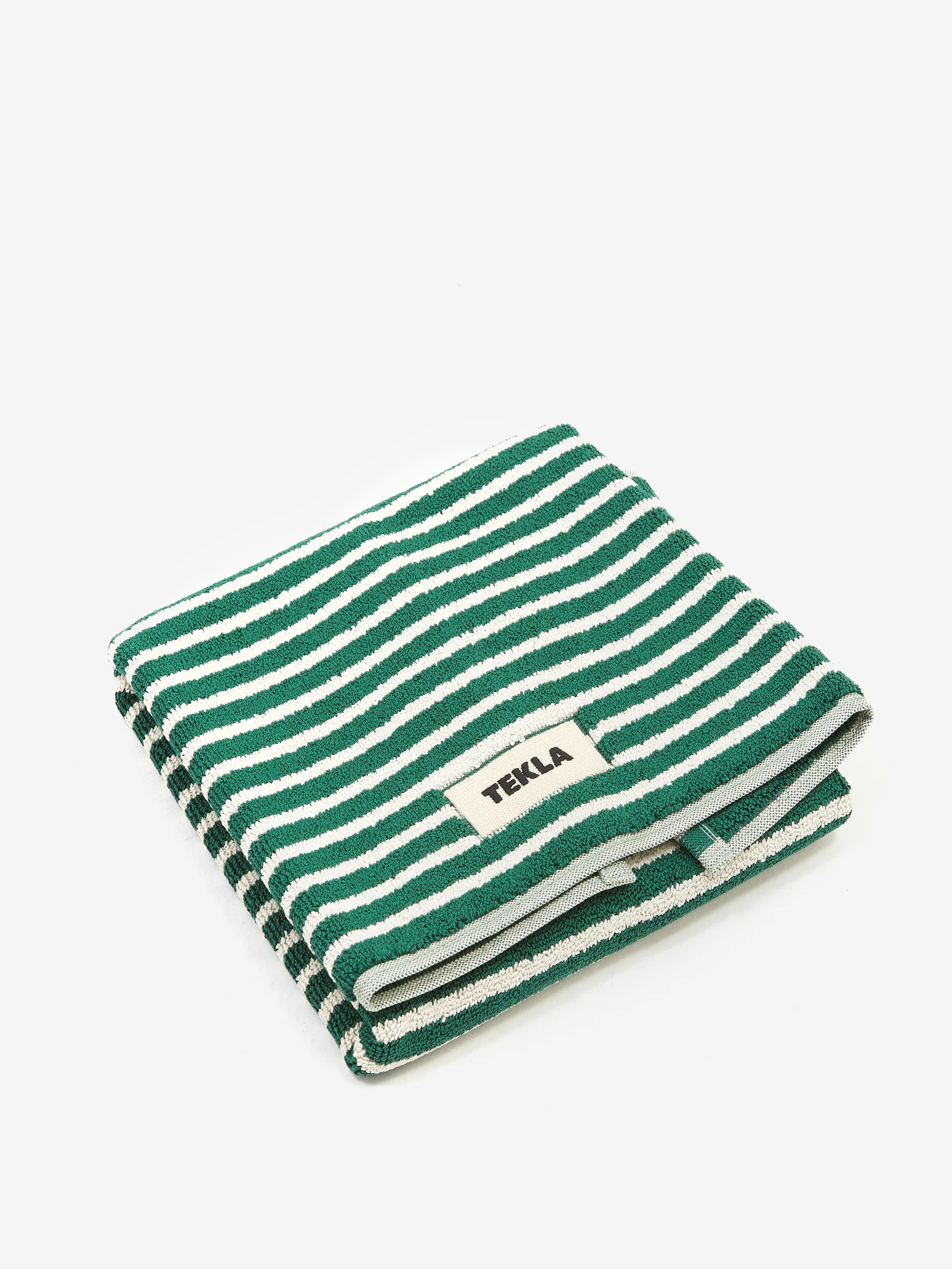 TEKLA Striped Bath Mat - Teal Green Stripes
