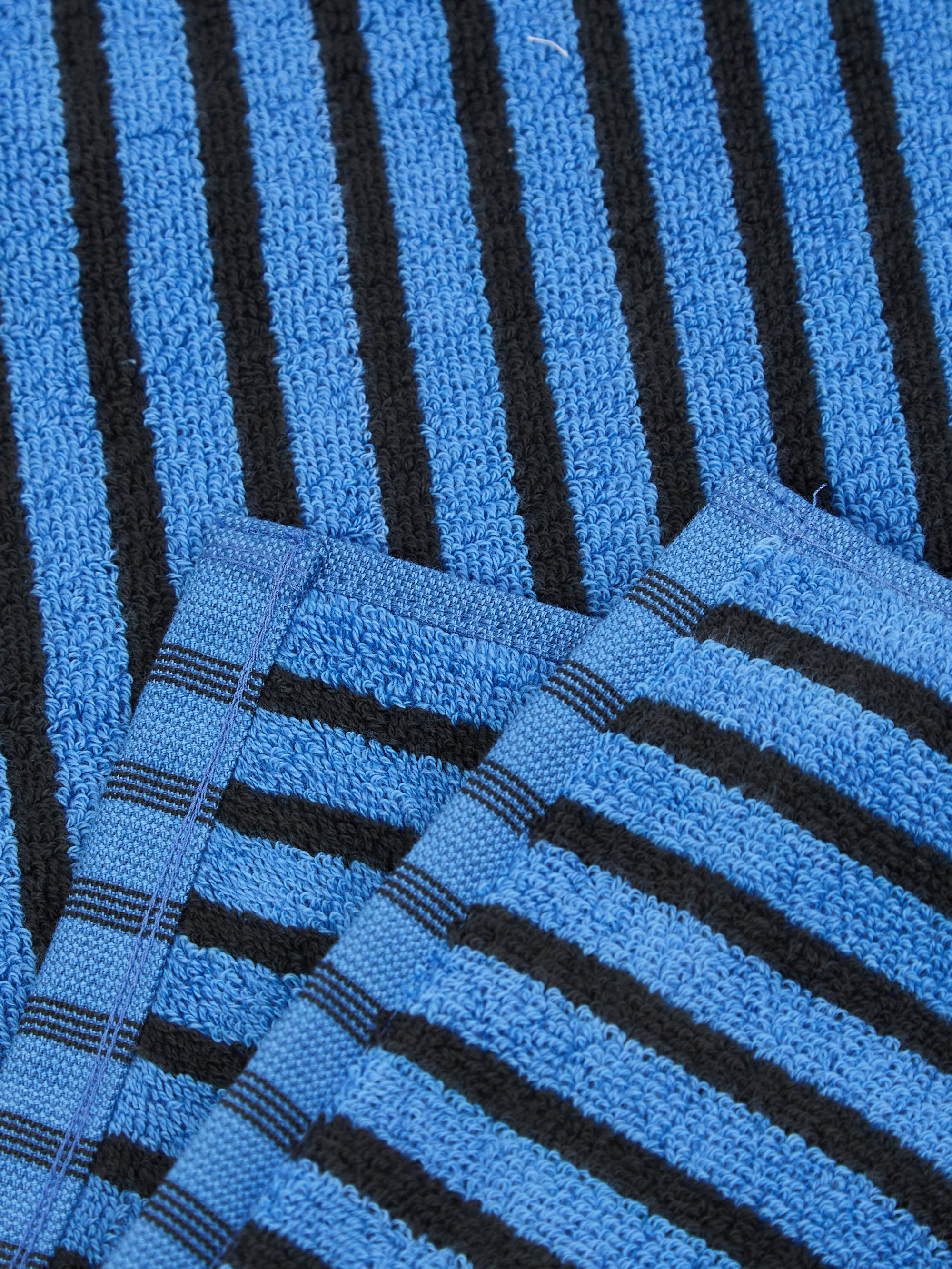 TEKLA Striped Bath Towel - Blue & Black Stripes - Image 3