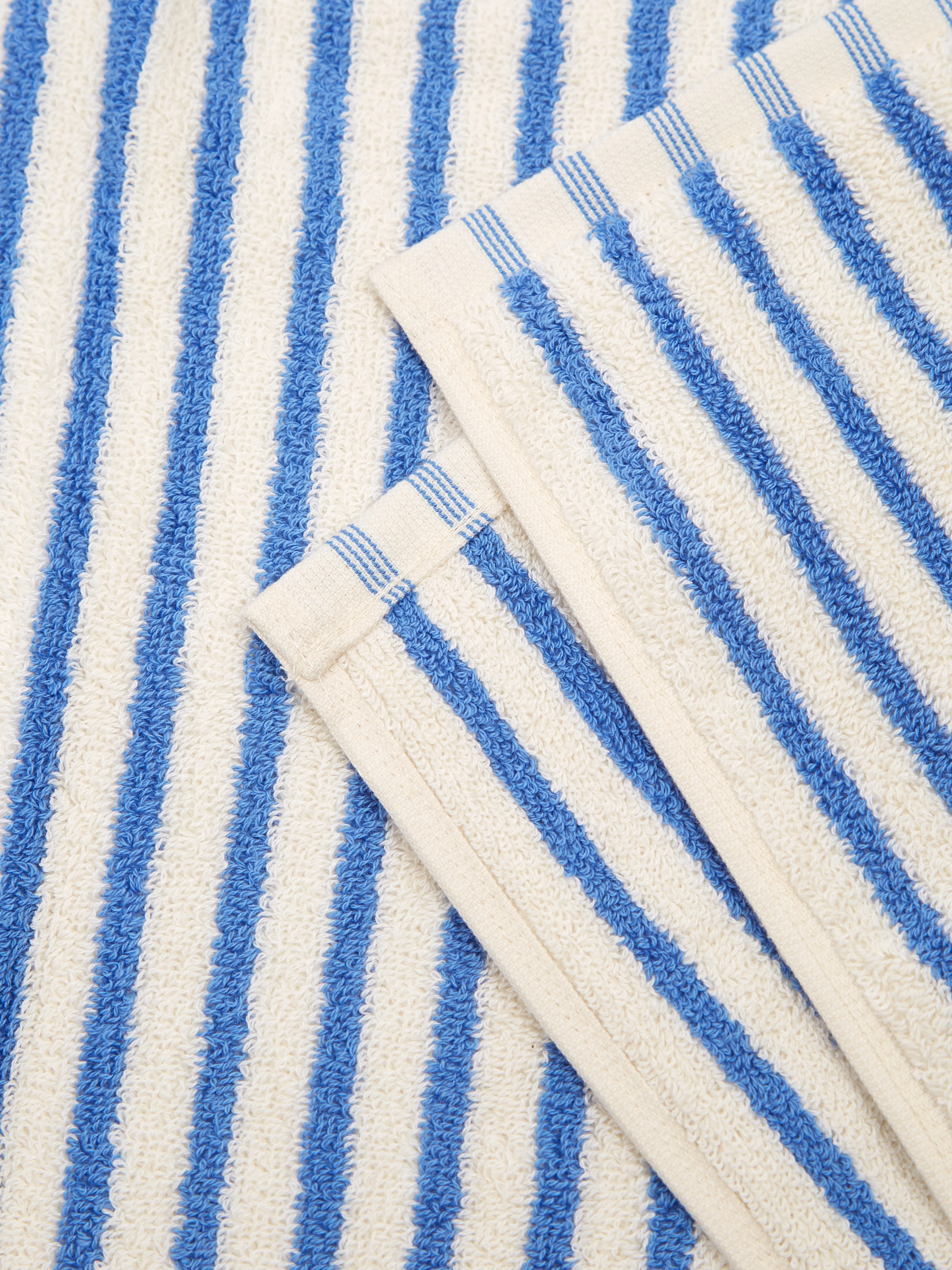 TEKLA Striped Bath Towel - (Coastal Stripes) White/Blue - Image 3