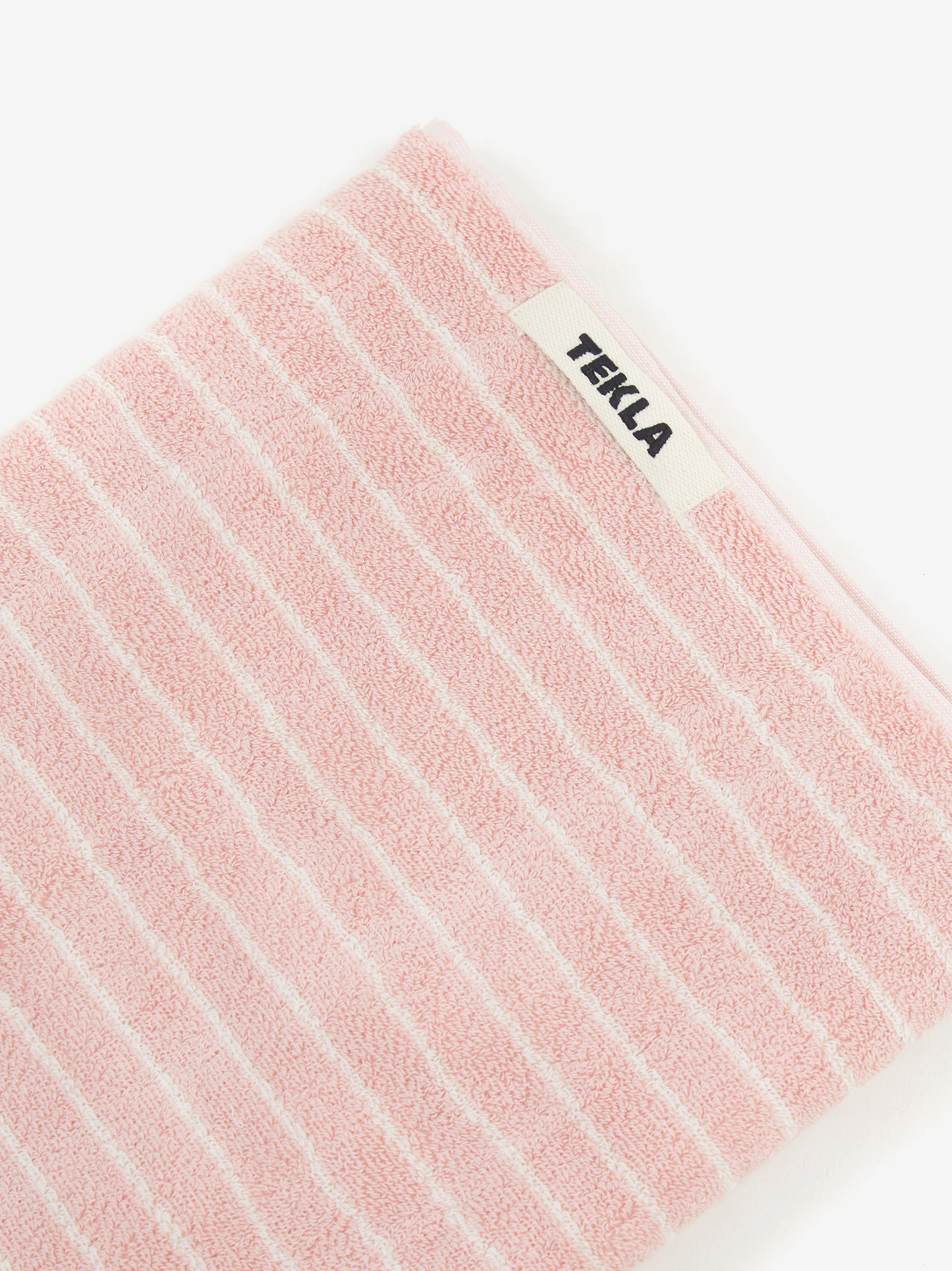 TEKLA Striped Bath Towel - Shaded Pink Stripes - Image 2