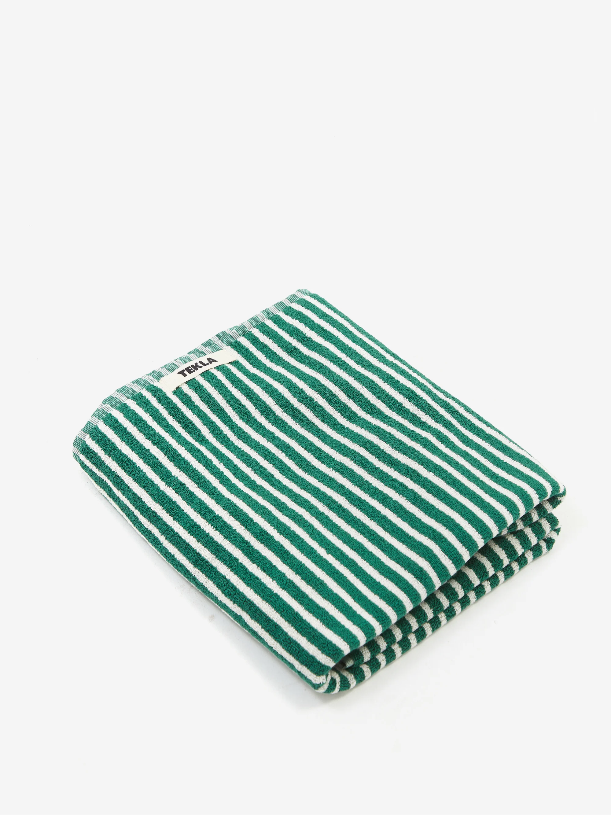TEKLA Striped Bath Towel - Teal Green Stripes