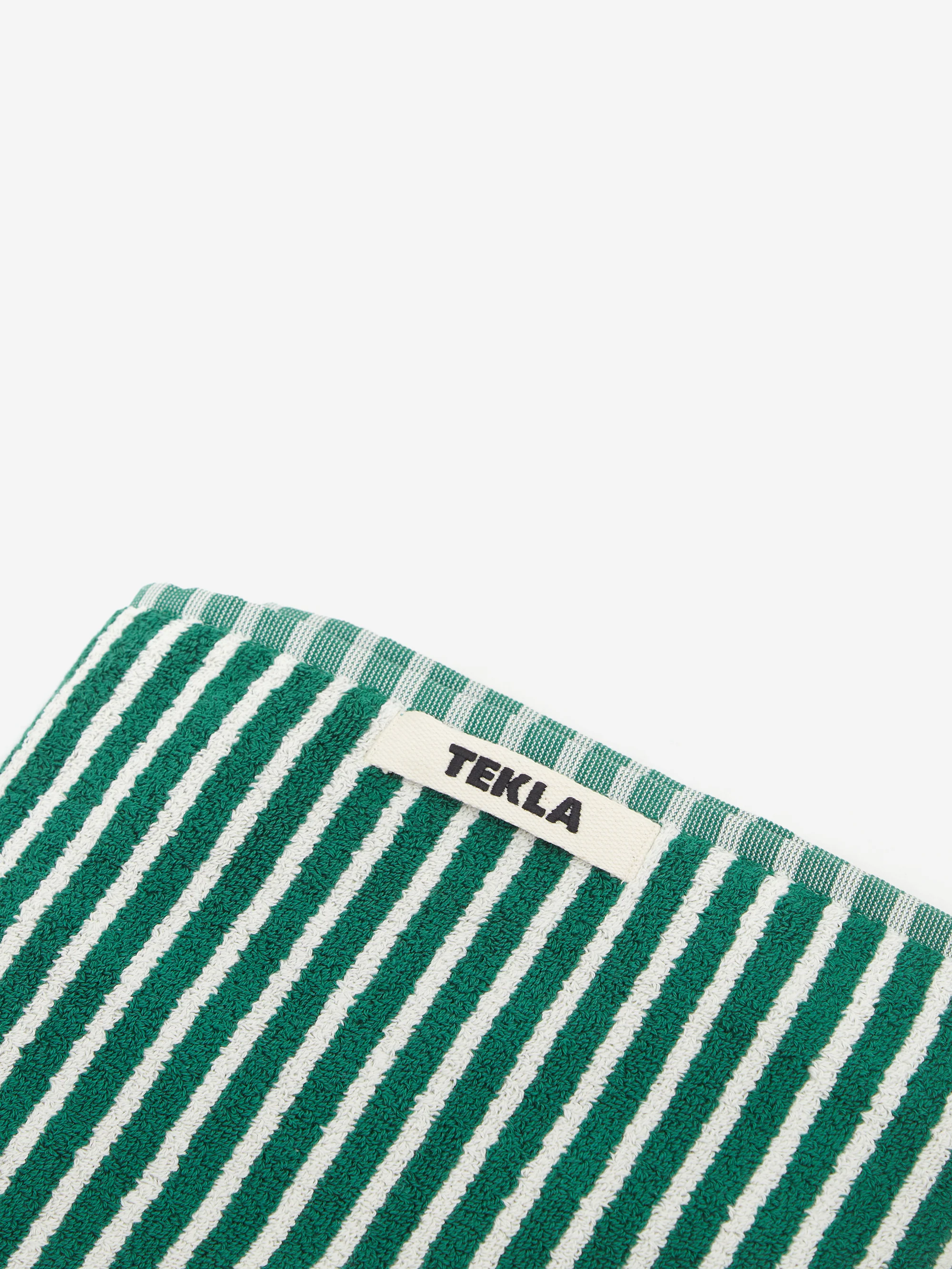 TEKLA Striped Bath Towel - Teal Green Stripes - Image 2