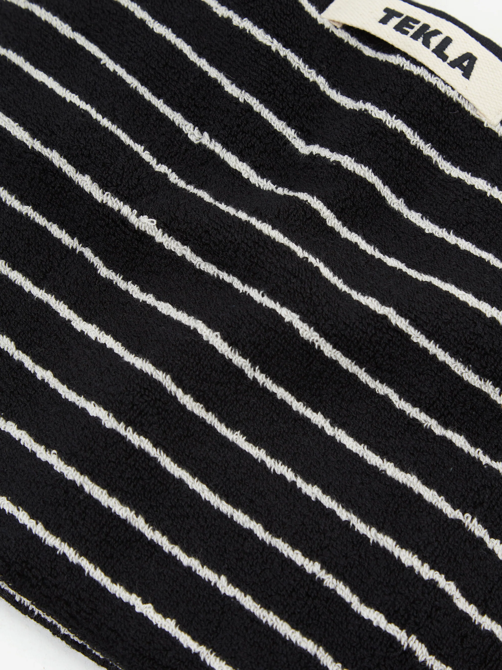 TEKLA Striped Hand Towel - Black Stripes - Image 3