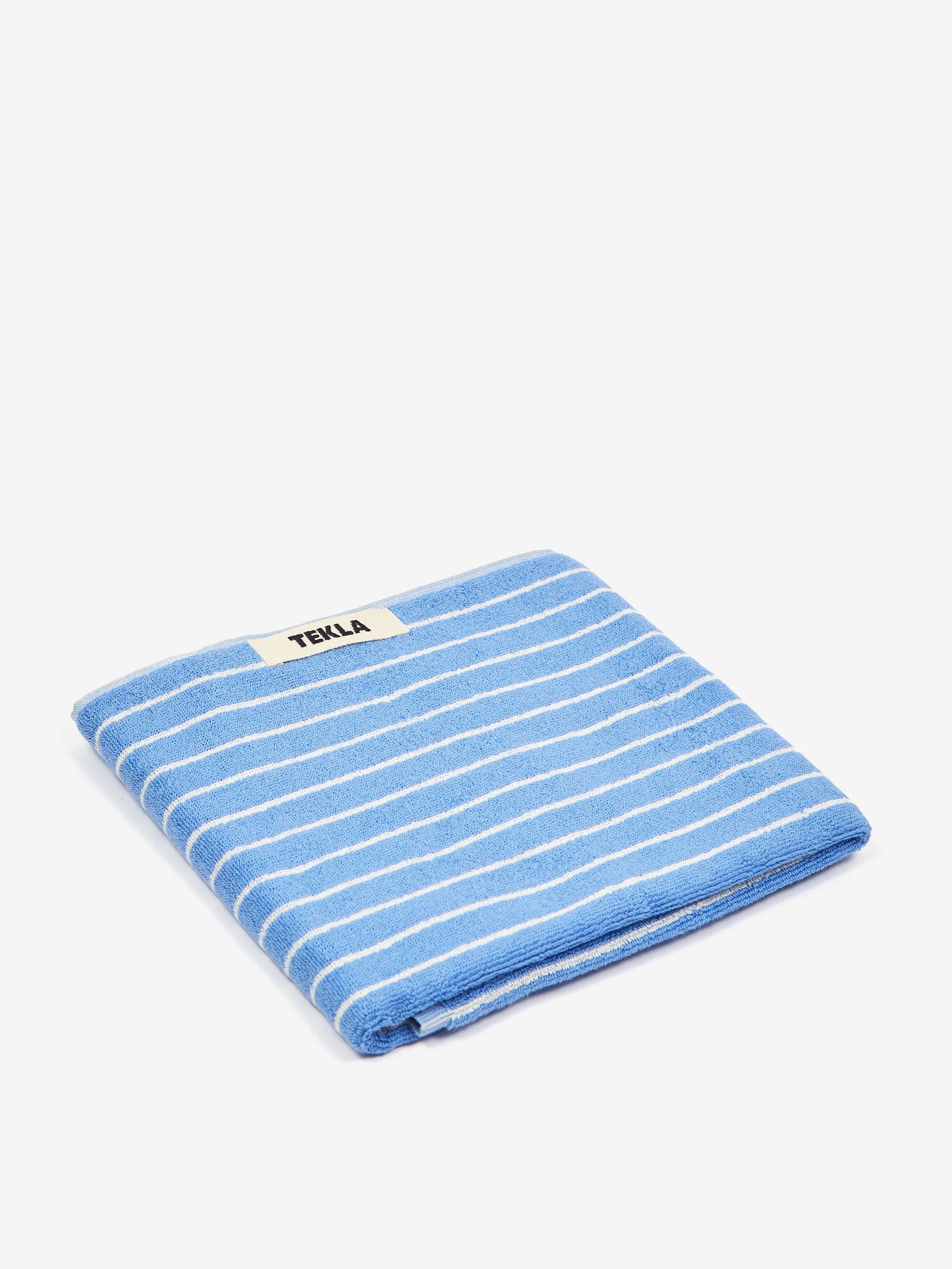TEKLA Striped Hand Towel - Clear Blue Stripes