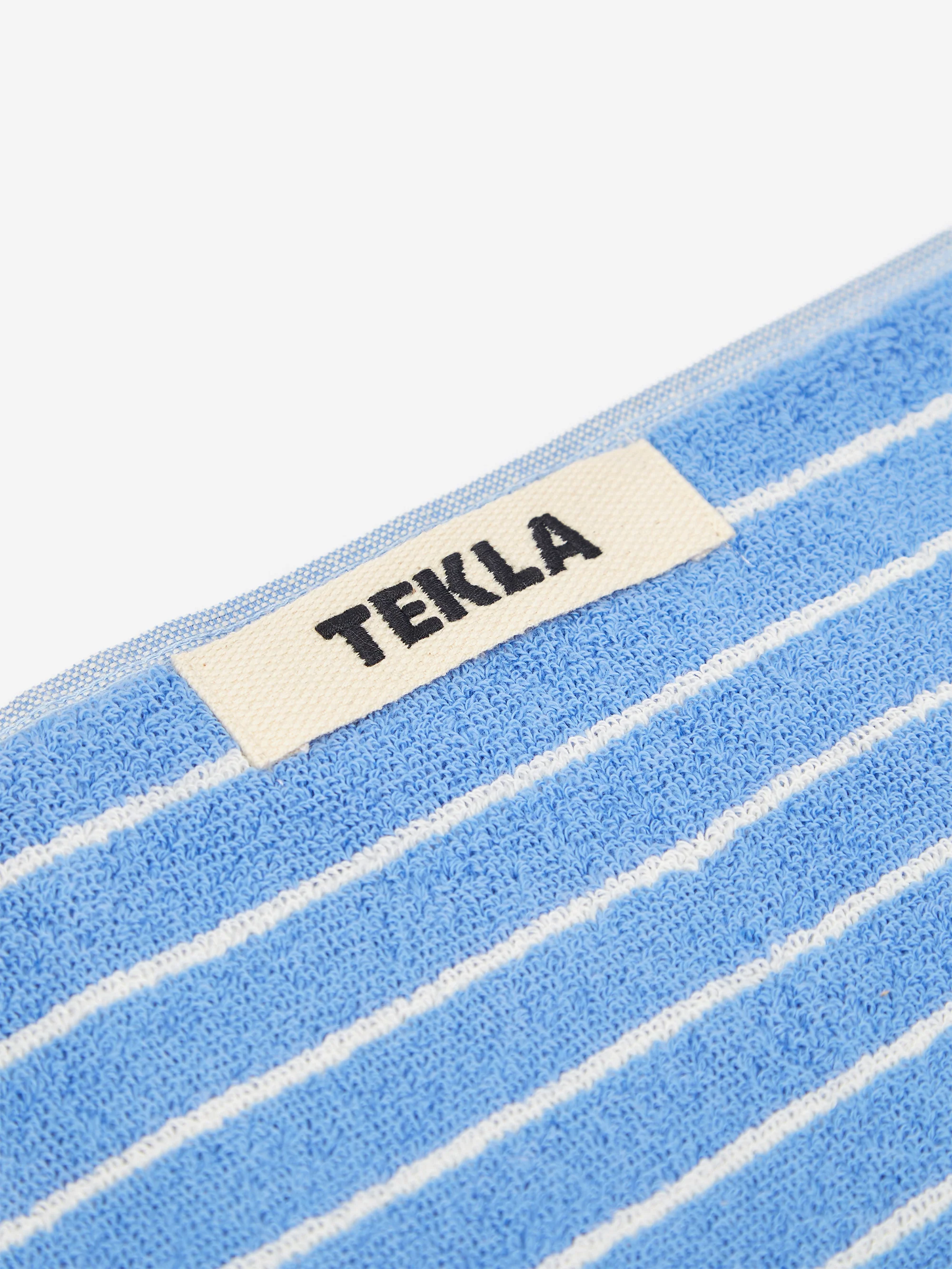 TEKLA Striped Hand Towel - Clear Blue Stripes - Image 2