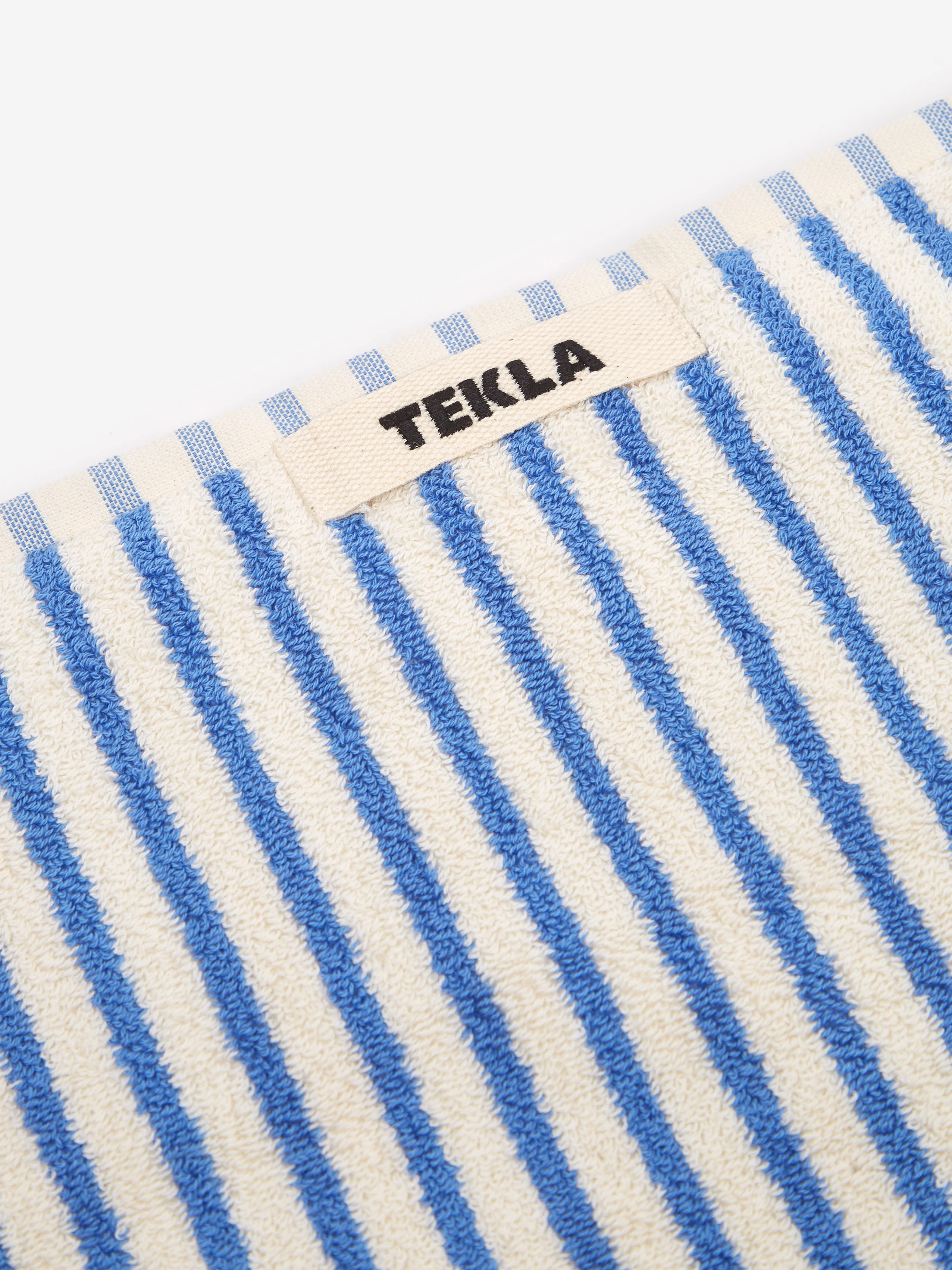TEKLA Striped Hand Towel - (Coastal Stripes) White/Blue - Image 2