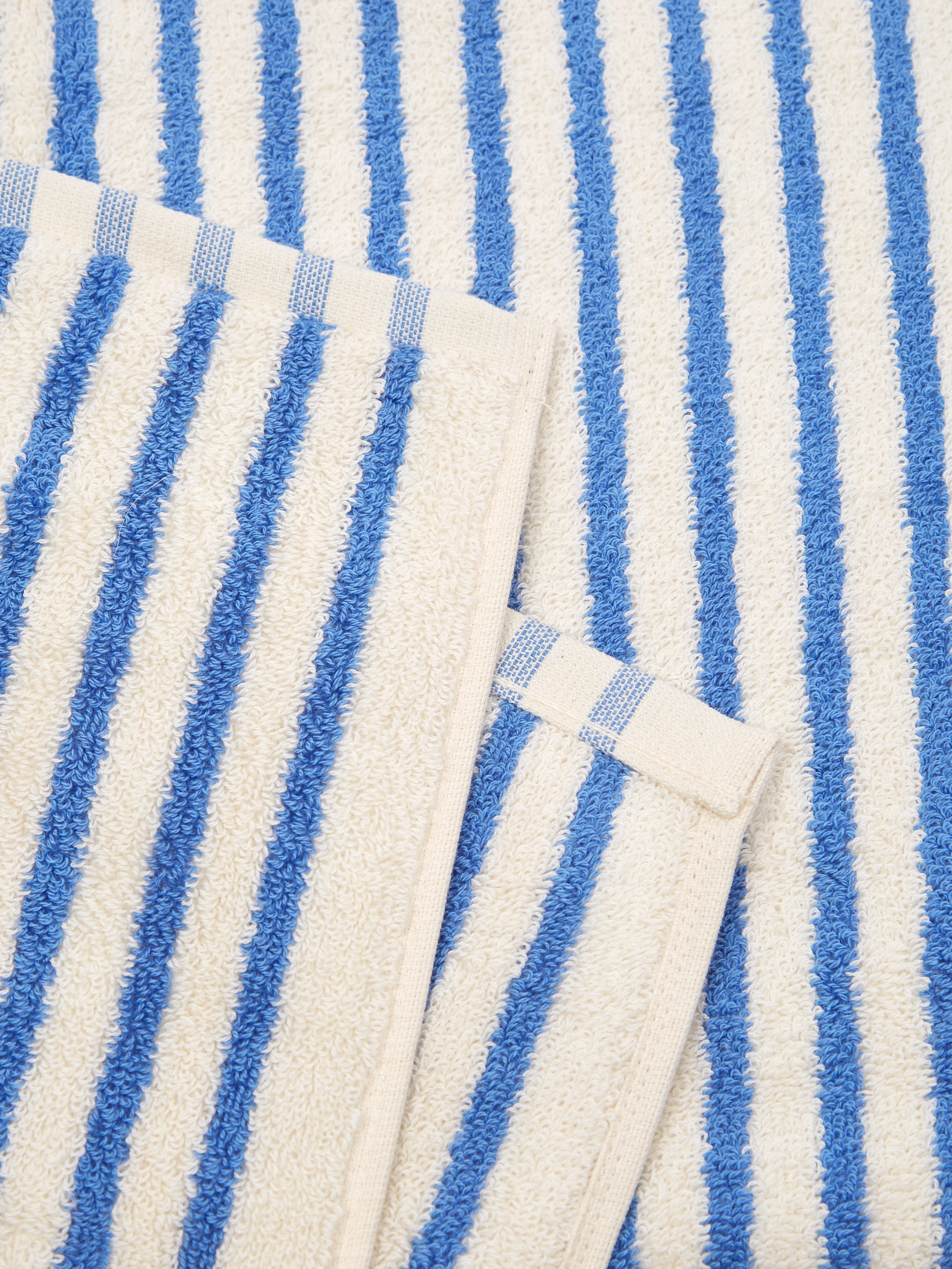 TEKLA Striped Hand Towel - (Coastal Stripes) White/Blue - Image 3