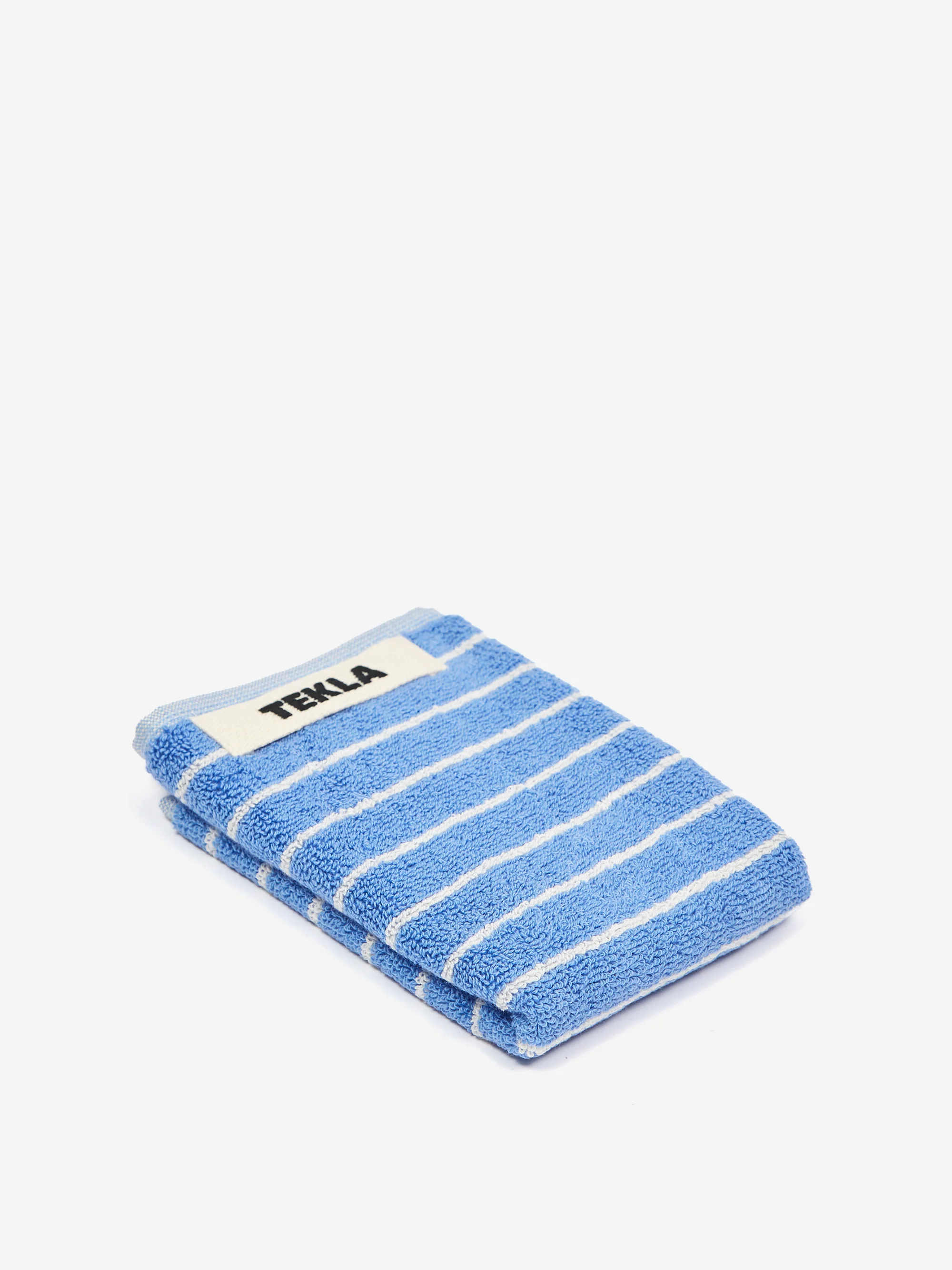TEKLA Striped Wash Cloth - Clear Blue Stripes