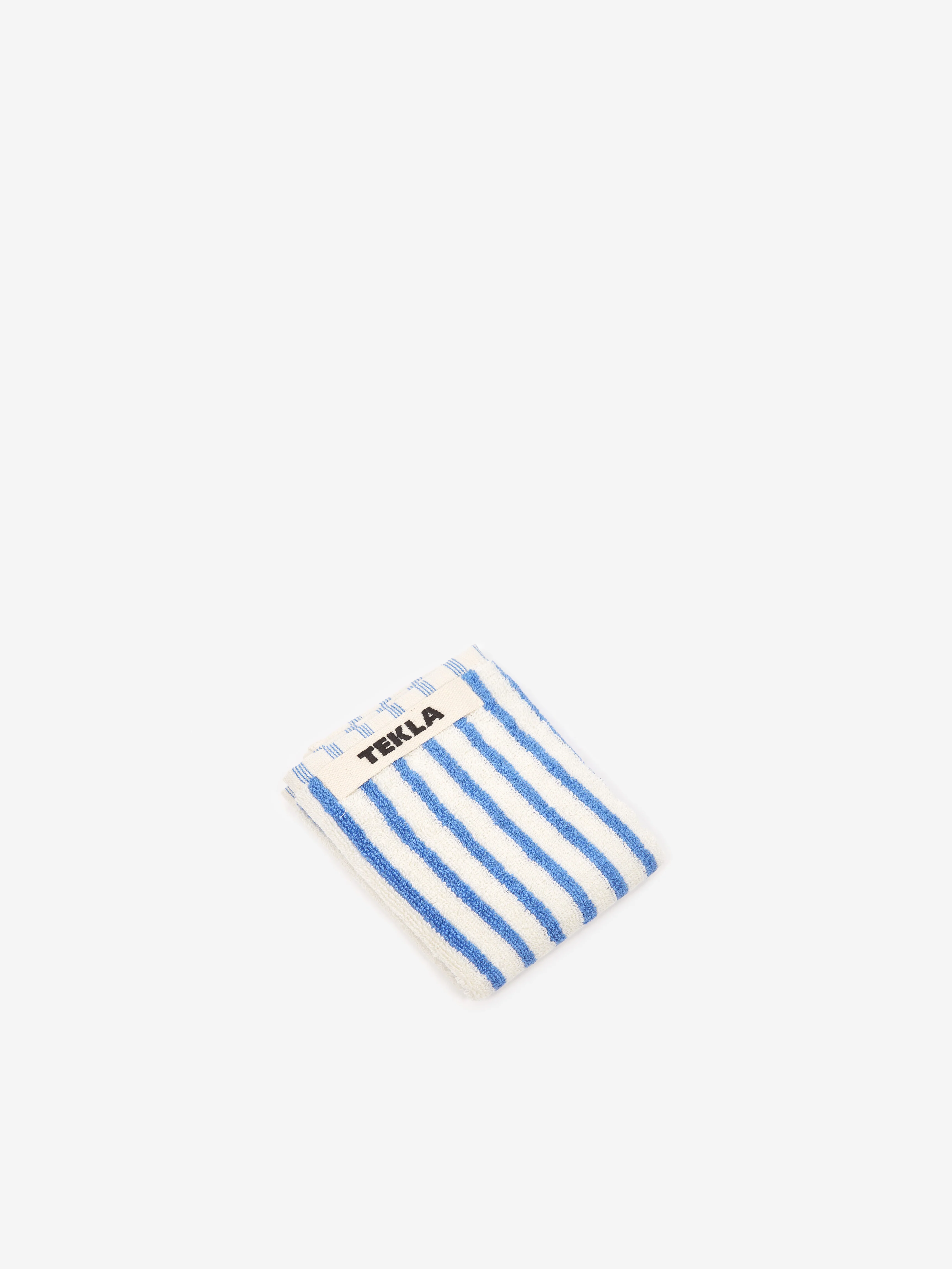 TEKLA Striped Wash Cloth - (Coastal Stripes) White/Blue