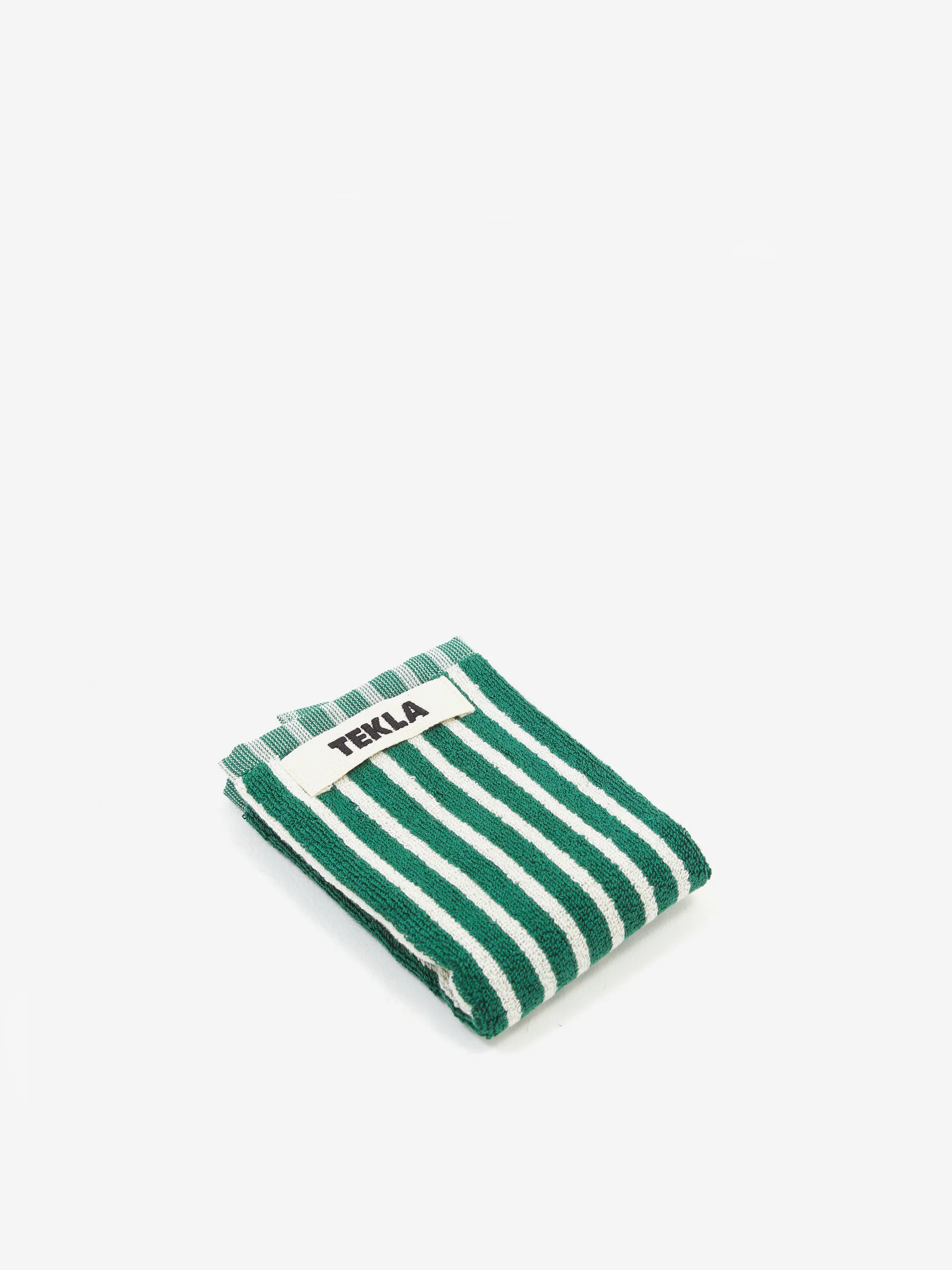 TEKLA Striped Wash Cloth - Teal Green Stripes
