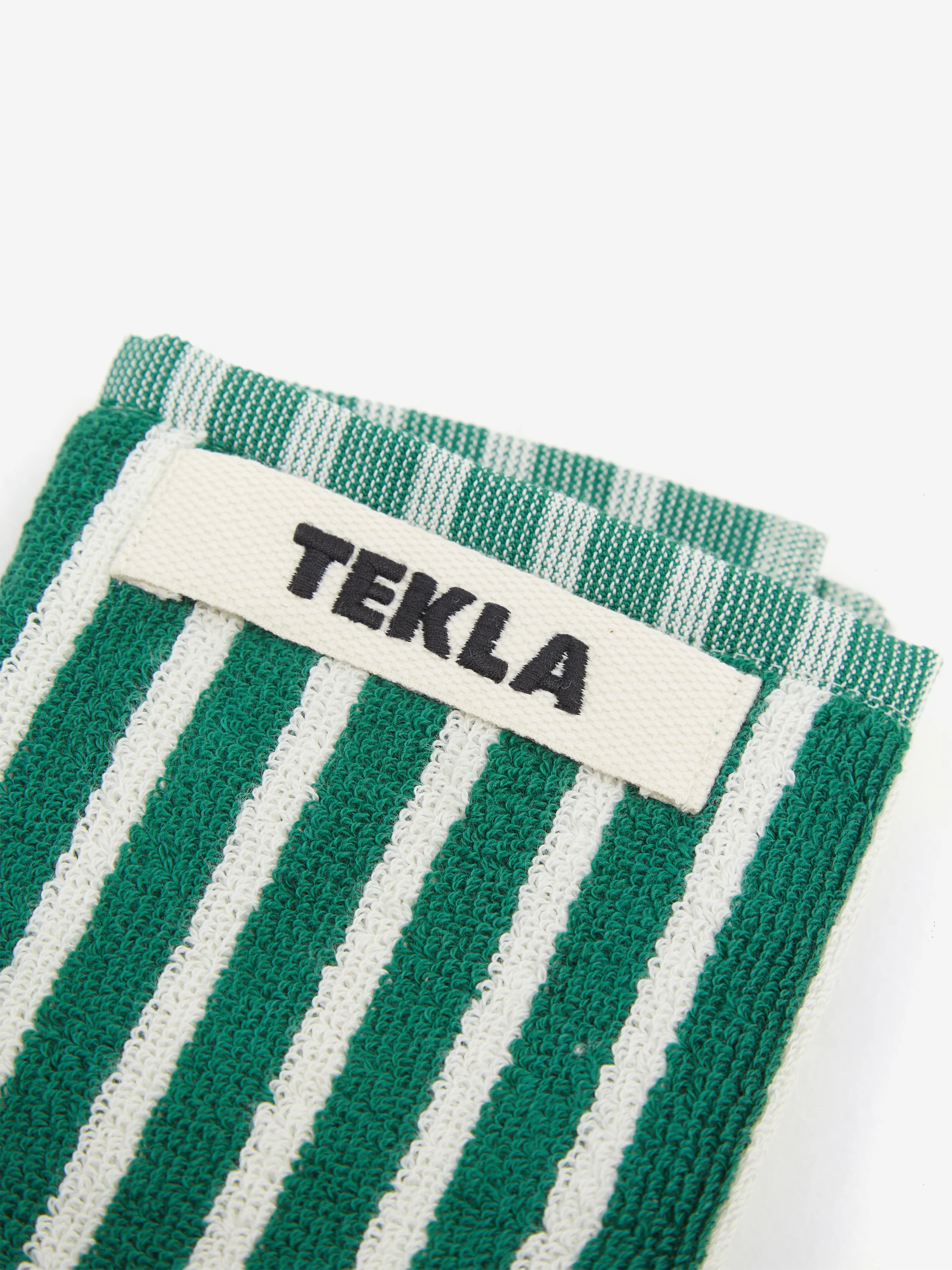 TEKLA Striped Wash Cloth - Teal Green Stripes - Image 2