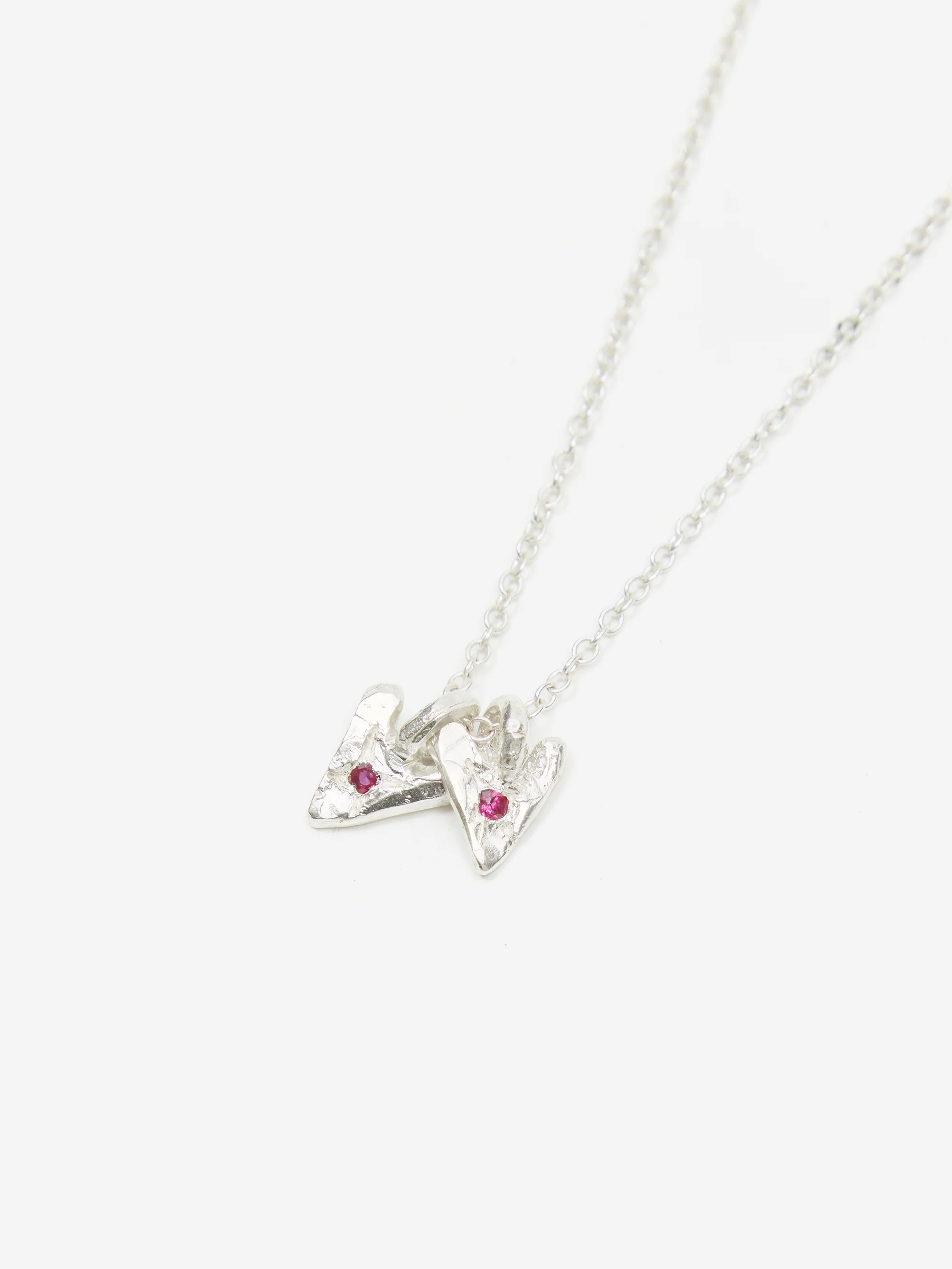 The Ouze Twin Ruby Hearts Necklace - Image 3
