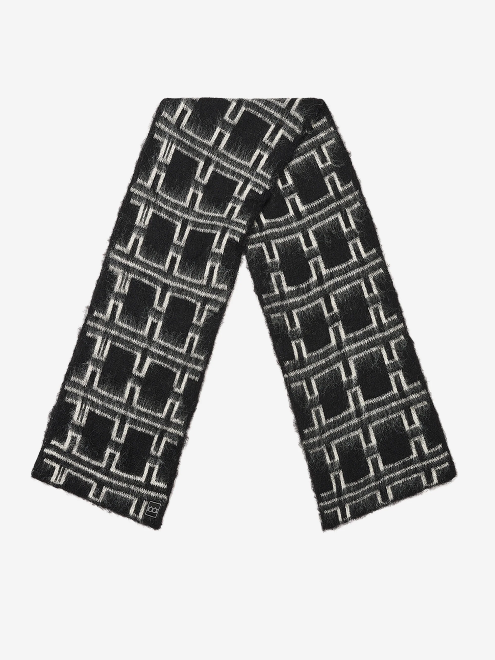 The Trilogy Tapes TTT Mohair Knitted Pulse Scarf - Black/White